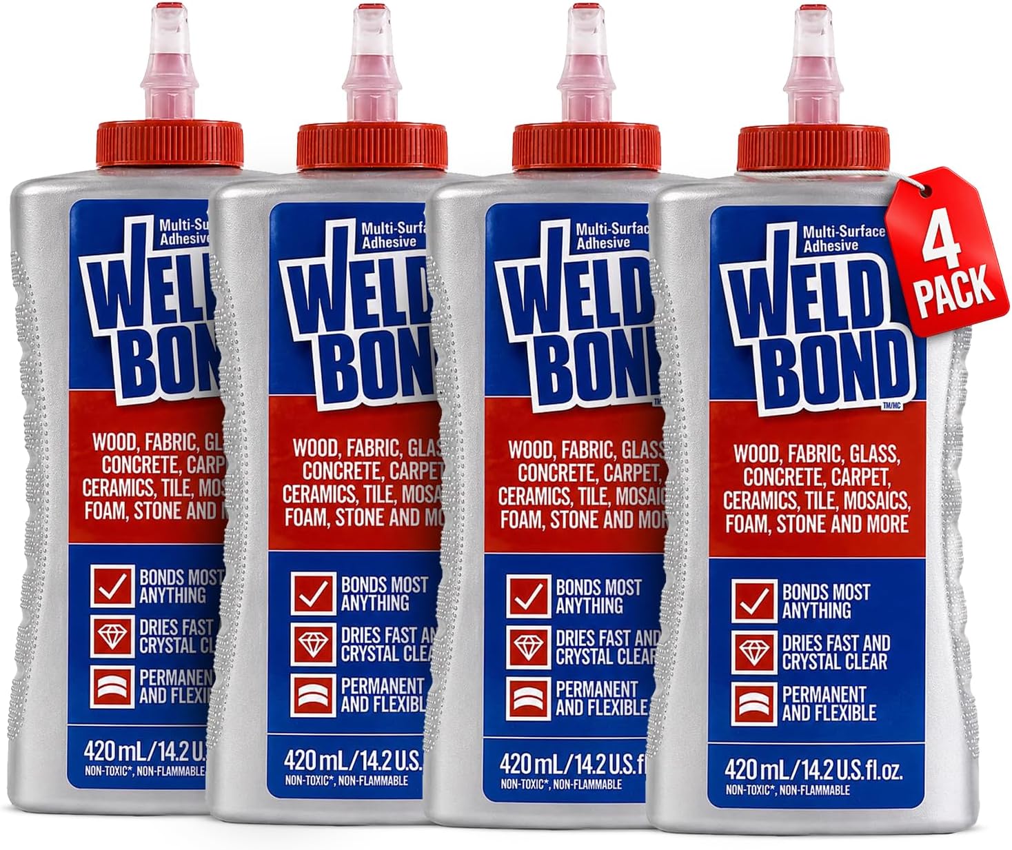 Weldbond Multi-Surface Glue Non-Toxic for Mosaic Wood Craft 14.2oz (4 Pack)