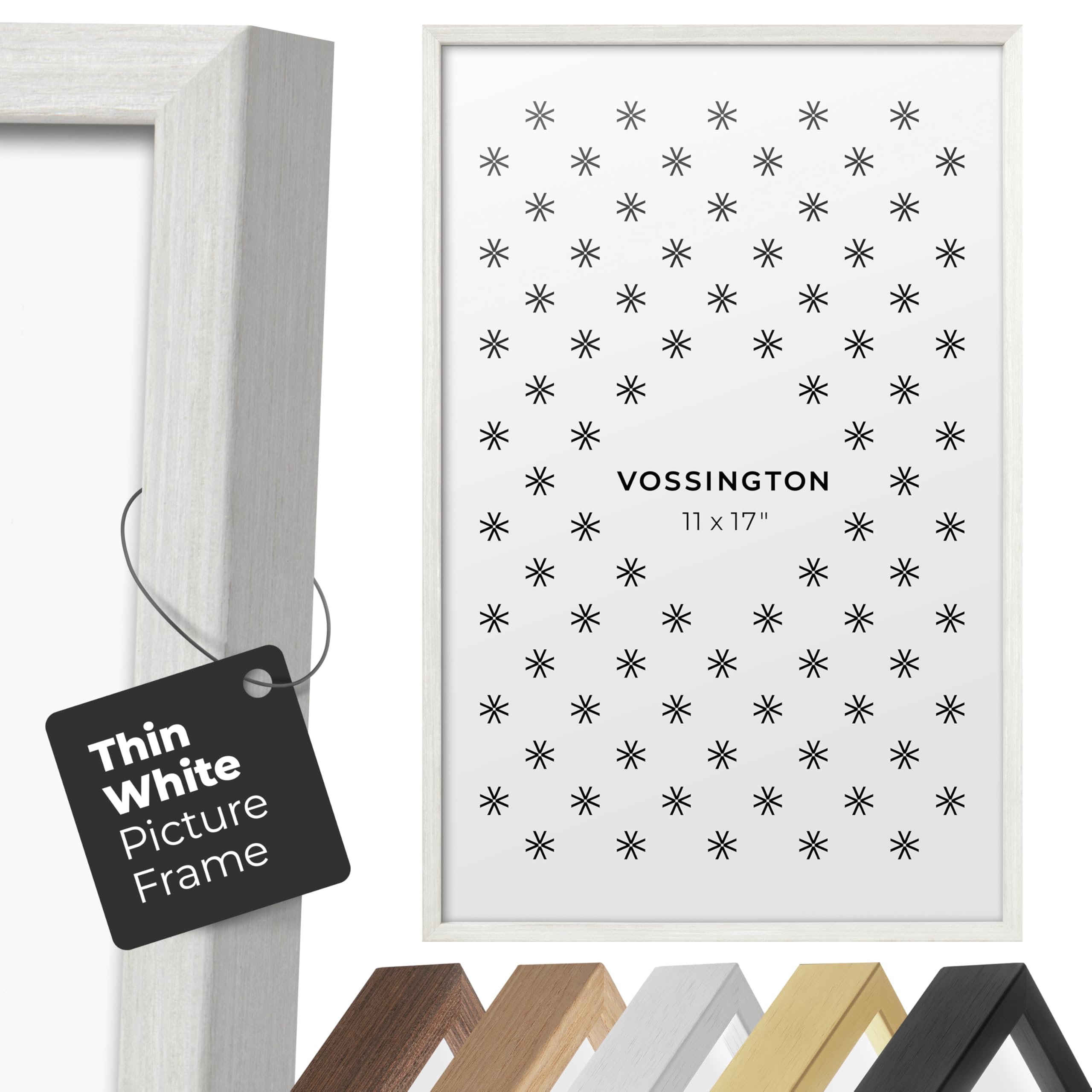 11x17 Frame White - Exclusive Thin 11 x 17 White Picture Frame For Wall - Aluminum Metal - Fits One 11 by 17 Picture, Poster, Photo, or Puzzle - 17x11 Inch