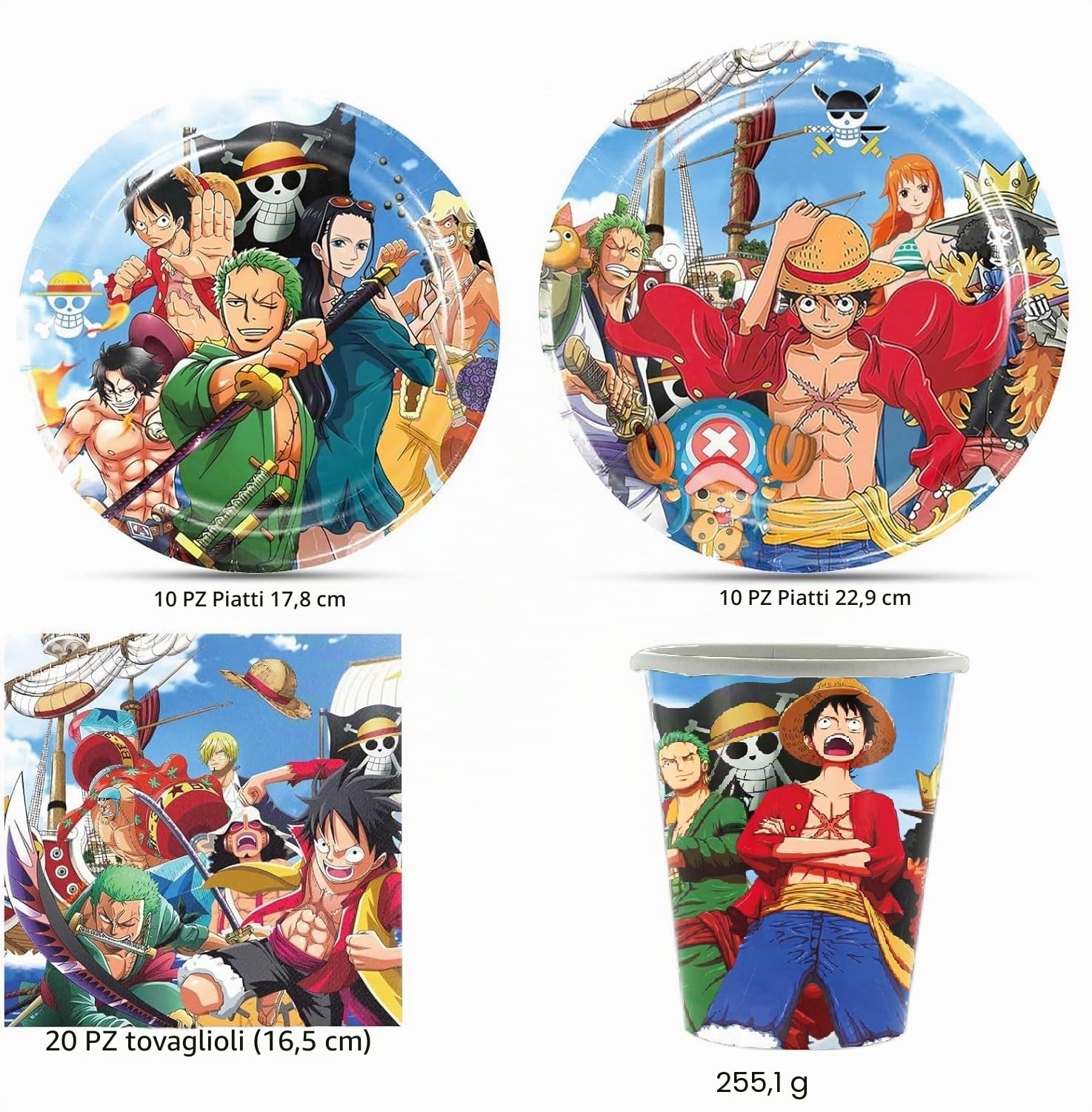 Set di Stoviglie per Festa di Compleanno - Accessori per 10 Ospiti - Piatti di Carta, Tovaglioli e Decorazioni per Bambini
