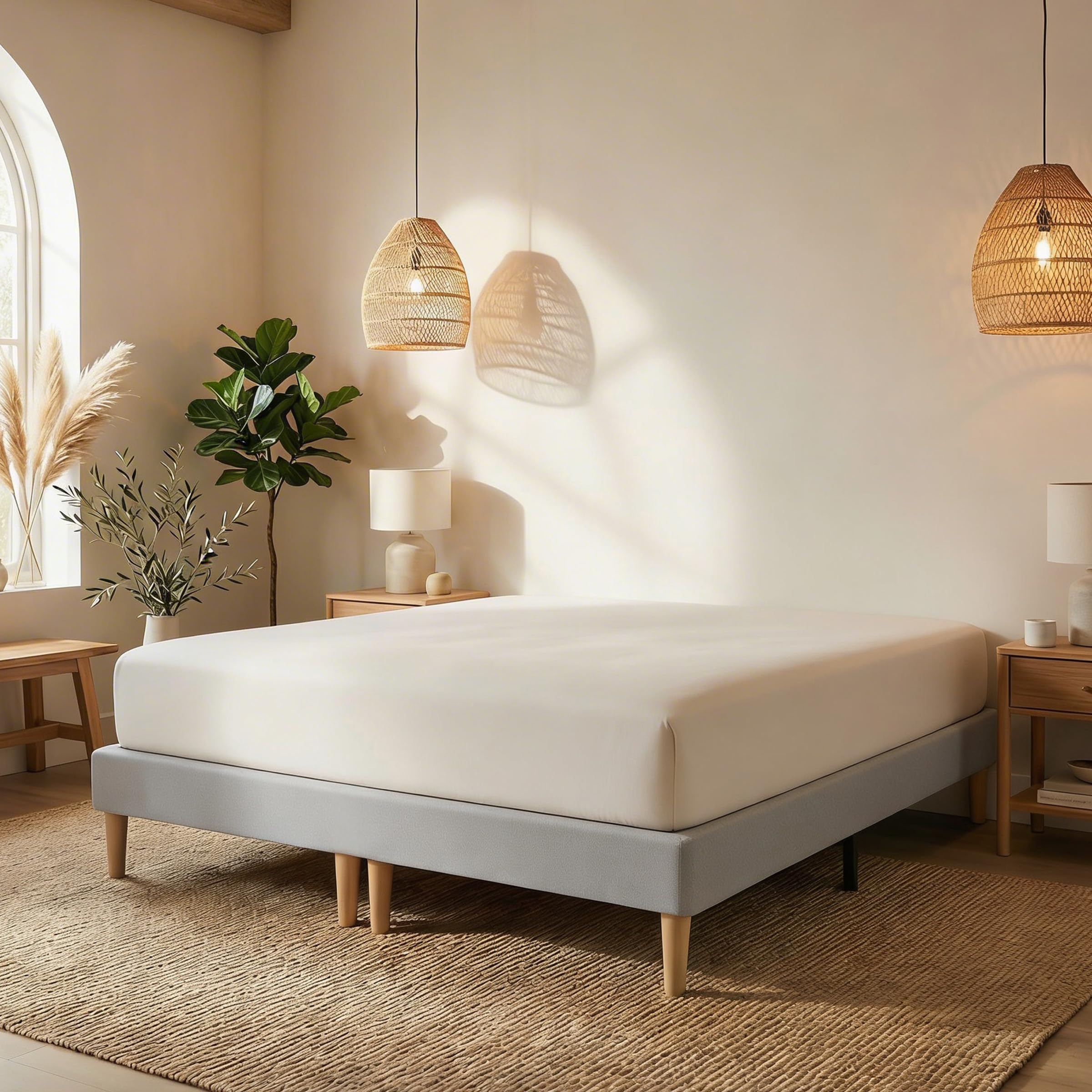 IDIMEX Sommier tapissier Rennes 180 x 200 cm Structure en Bois et revêtement en Tissu Gris, Cadre de lit avec Pieds et sommier à Lattes déhoussable pour 1 Personne