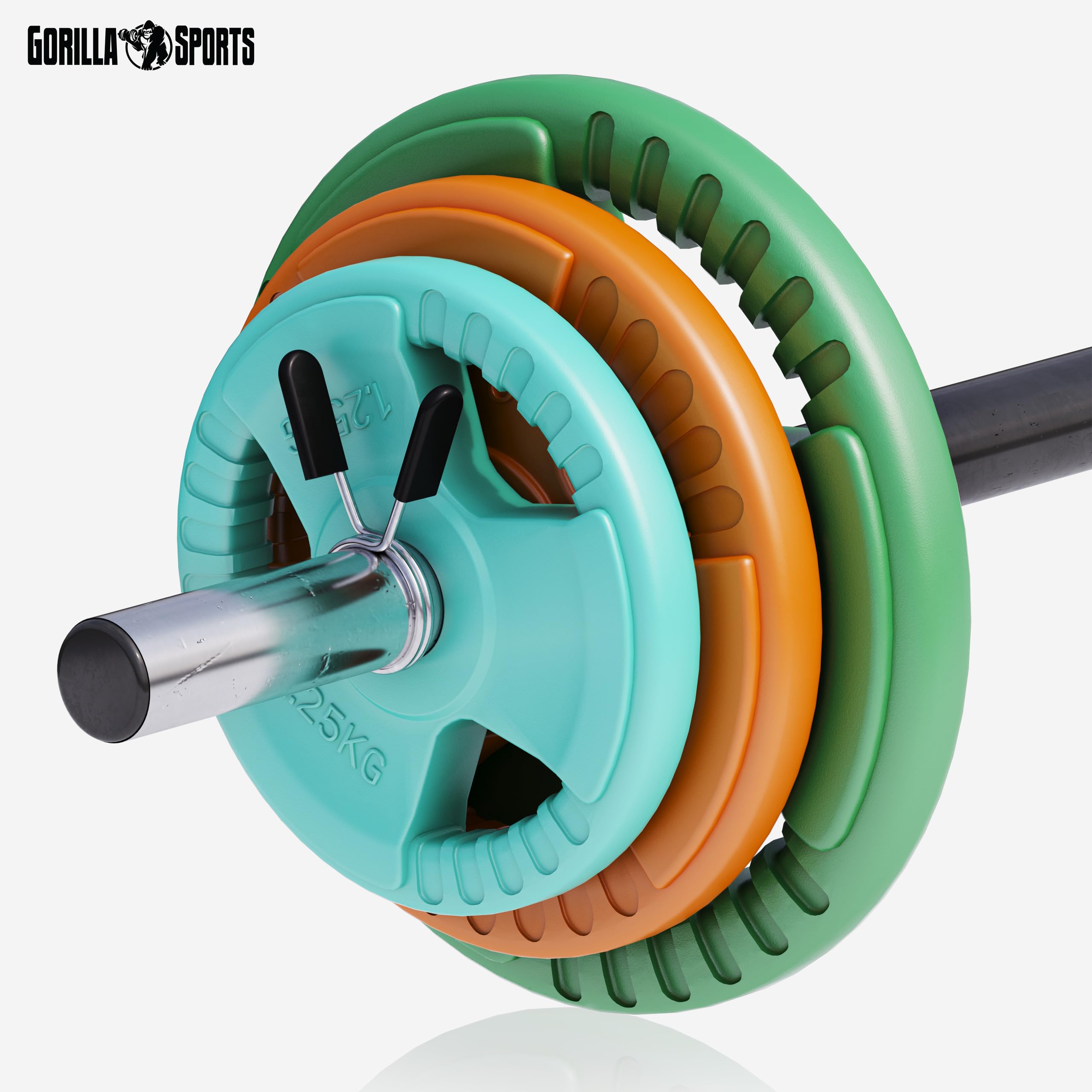 GORILLA SPORTS® Set Bilanciere con Pesi - 38 kg, 6 Dischi in Acciaio, 30/ 31mm, Lunghezza 120cm, Carico: 180 kg - Piastre Pesi, Palestra da Casa, Weight Plates, Fitness, Allenamento, Sollevamento