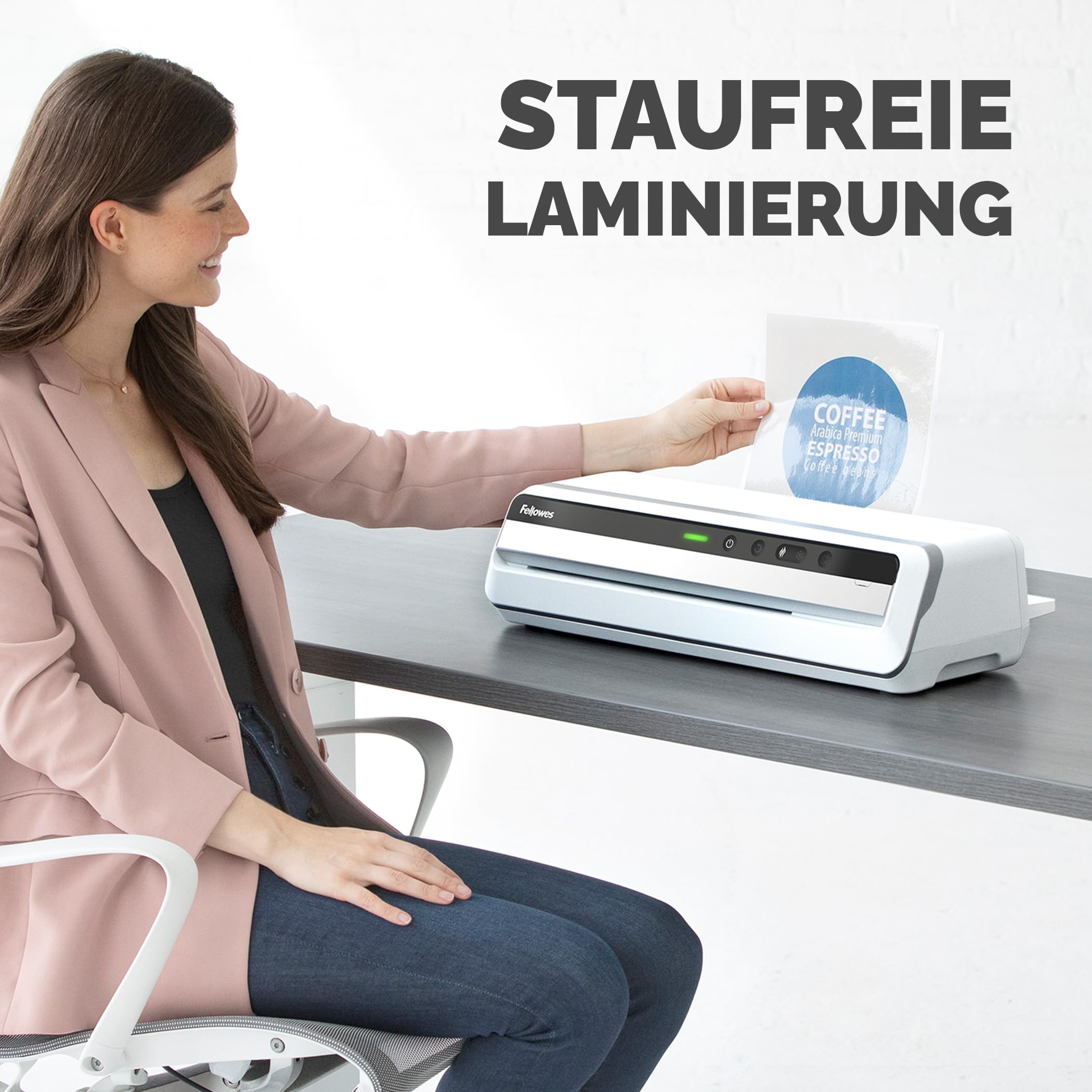 Fellowes Jupiter Laminiergerät A3 zum Heißlaminieren von Hüllen von 80 bis 250 Mikron, intensiver Gebrauch, automatischer Rückwärtsgang, inkl. 10 Laminierfolien, weiß