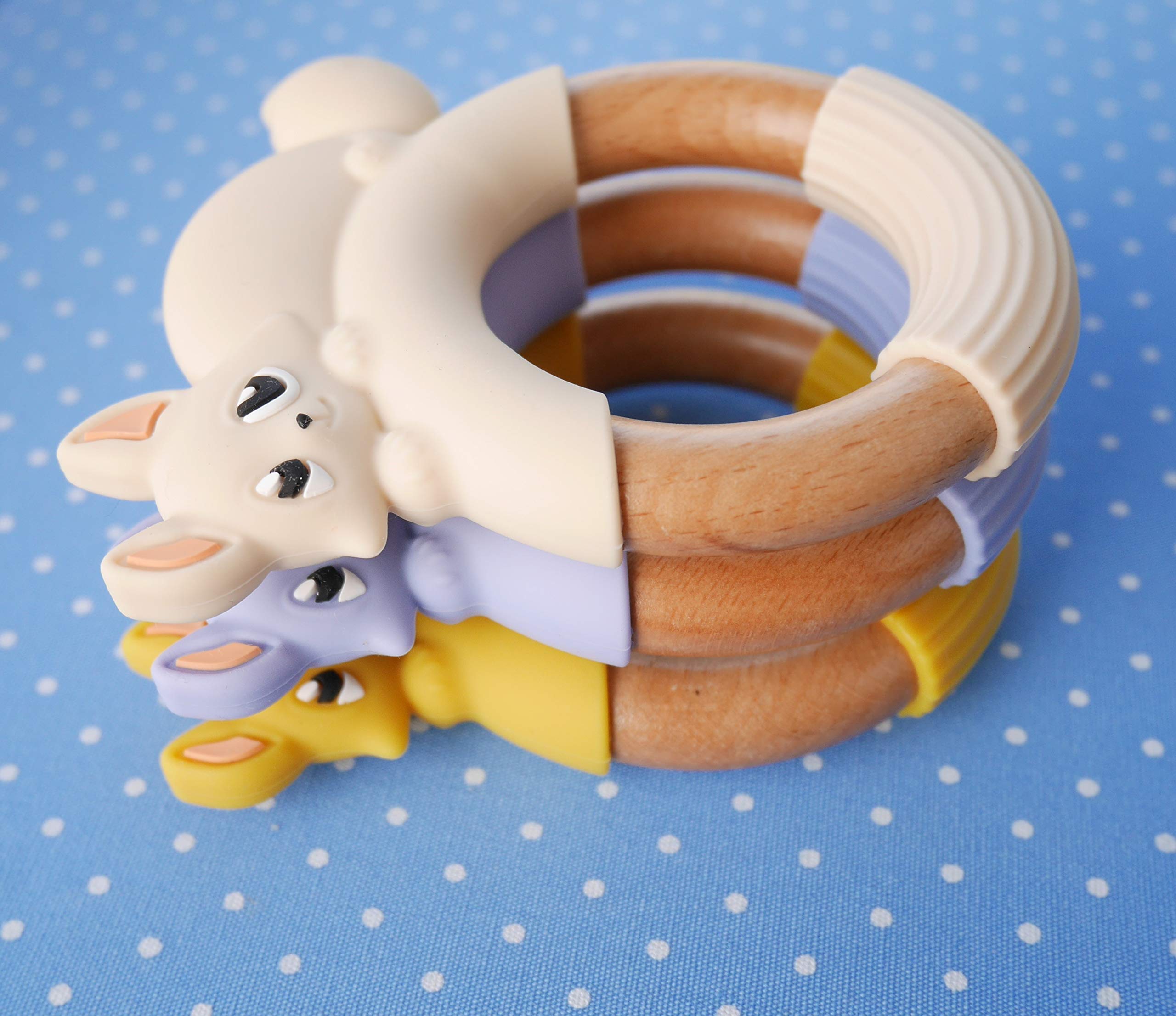 Volpe Giocattolo Anello per Dentizione dei Bimbi, Massaggiagengive in Legno di Faggio Naturale e Silicone Privo di BPA, Ciuccio per Sollievo del Bimbo in Dentizione, della MilkMama