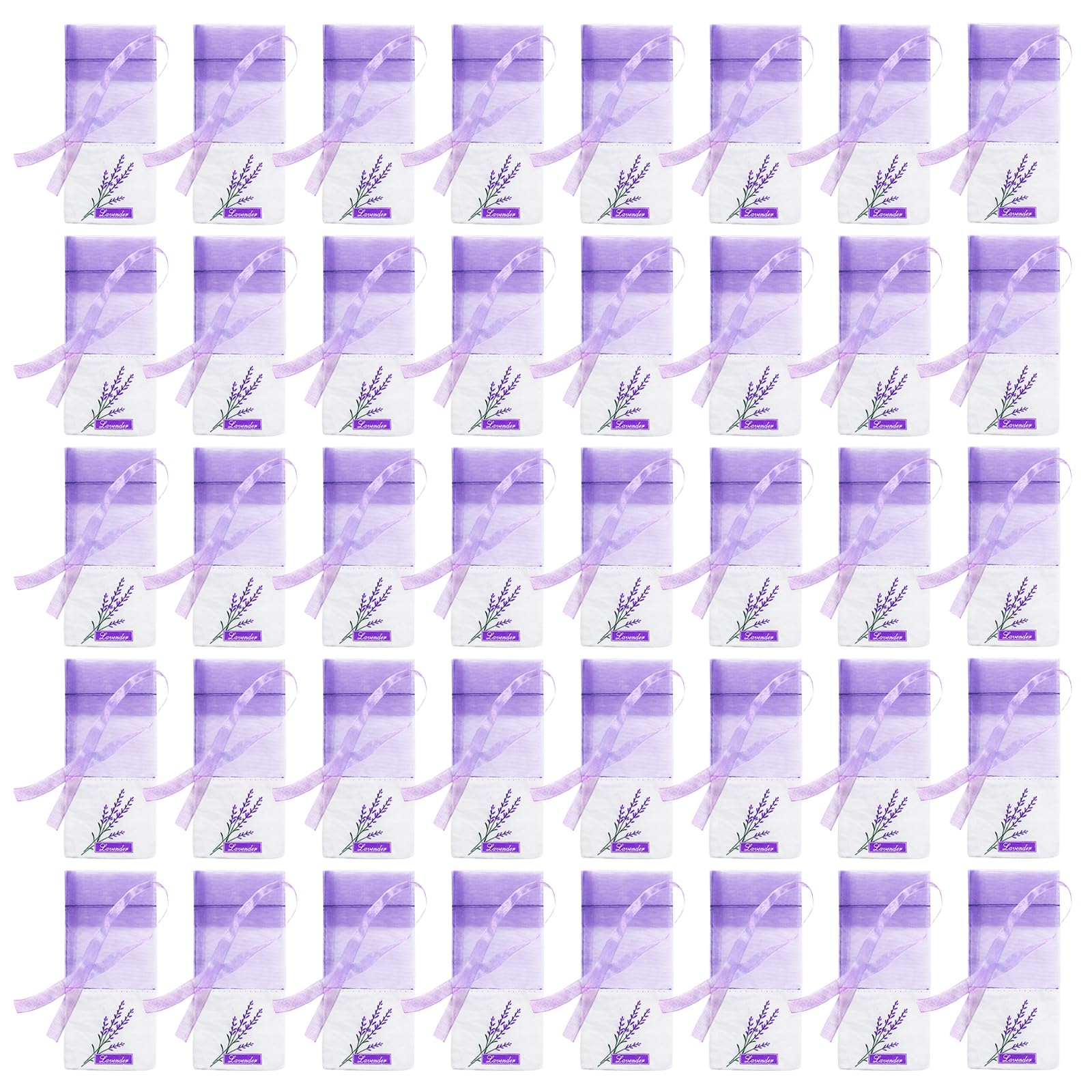 40 Pcs Sachet Vide pour Lavande Sacs De Sachet De Motif De Lavande Vide avec 40 Cordon De Serrage pour Ranger des Plantes Herbacées Et De Petits Objets(Violet Pâle)