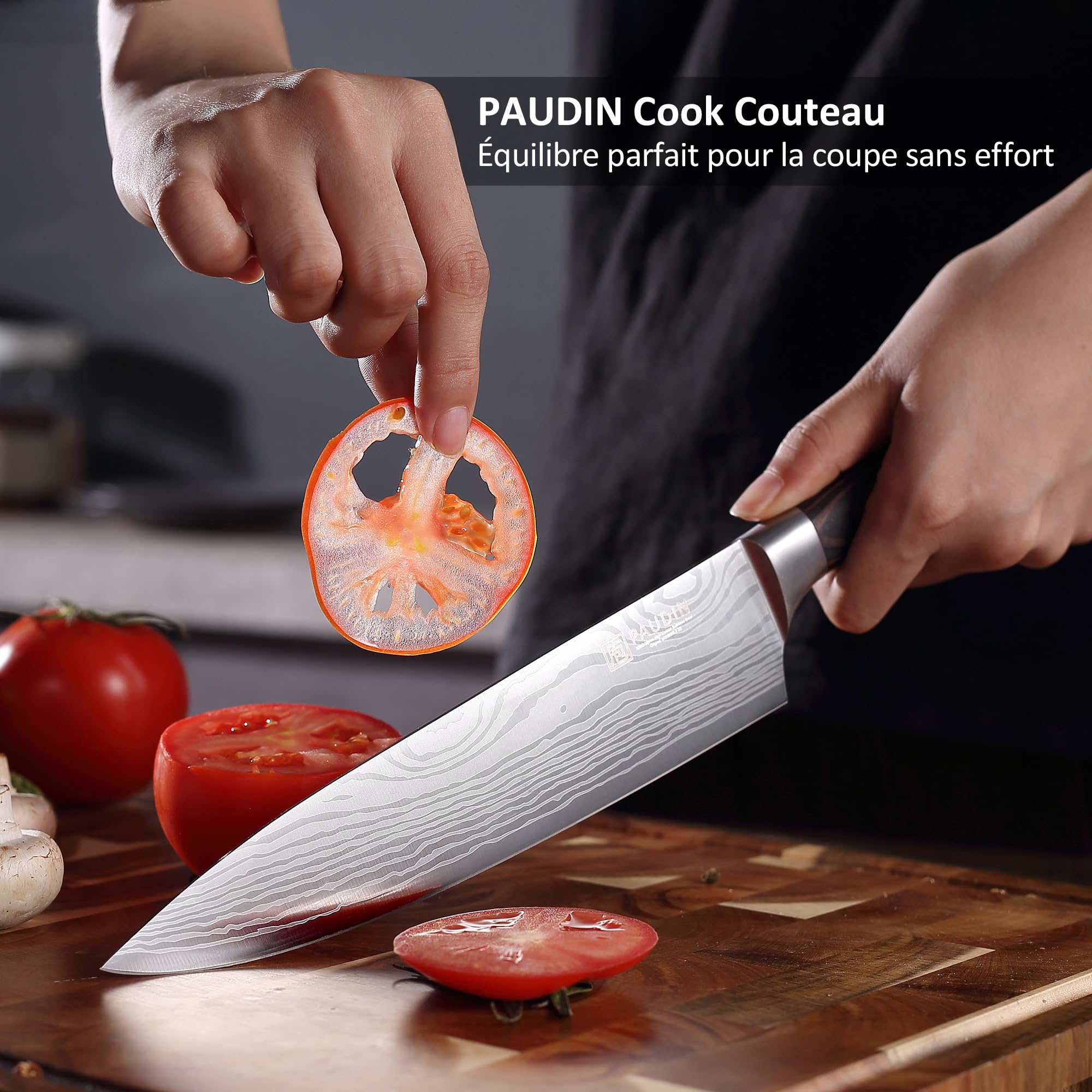 PAUDIN Couteau Cuisine Professionnel Acier Inoxydable Allemand 20cm 17cm 13cm