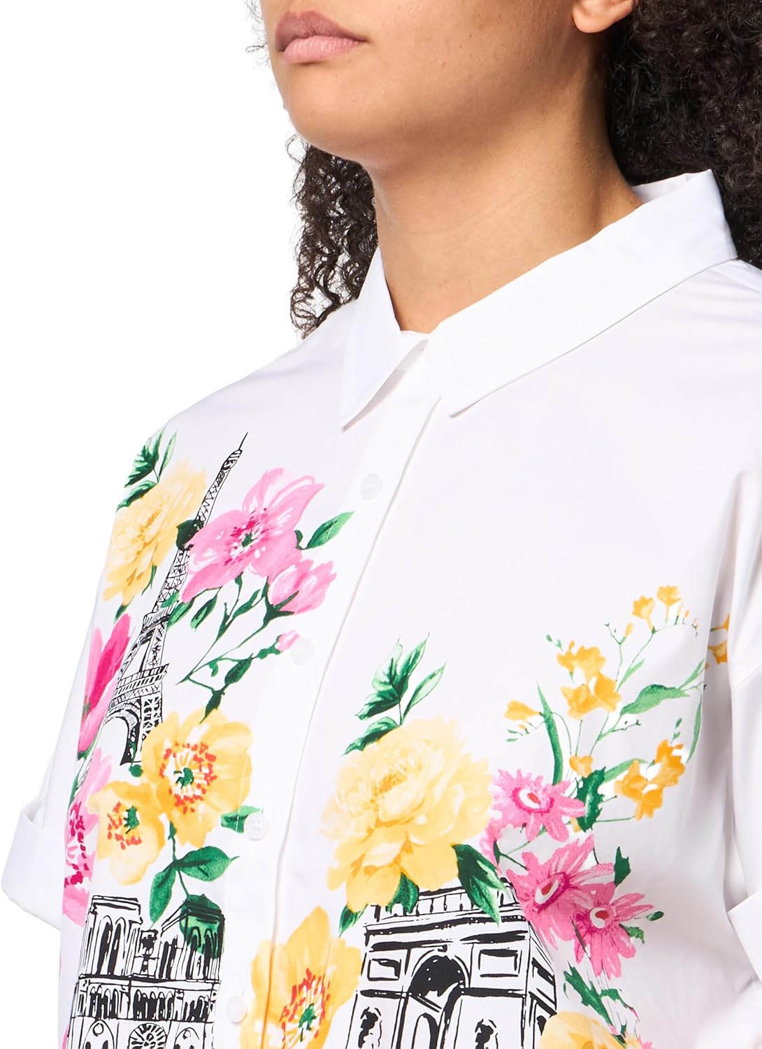 Karl Lagerfeld Women's Bright Florals Bold Graphic Color Pop Blouse