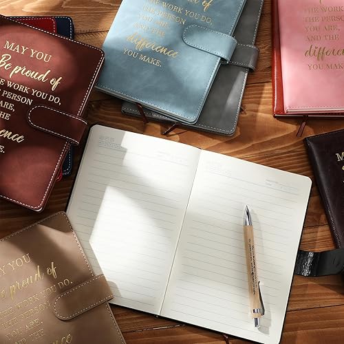 Miniatura 6 de Colarr 10 piezas de regalos de agradecimiento a los empleados, diarios de cuero A5, con texto en inglés "May You Be Proud of The Work You Do Thank