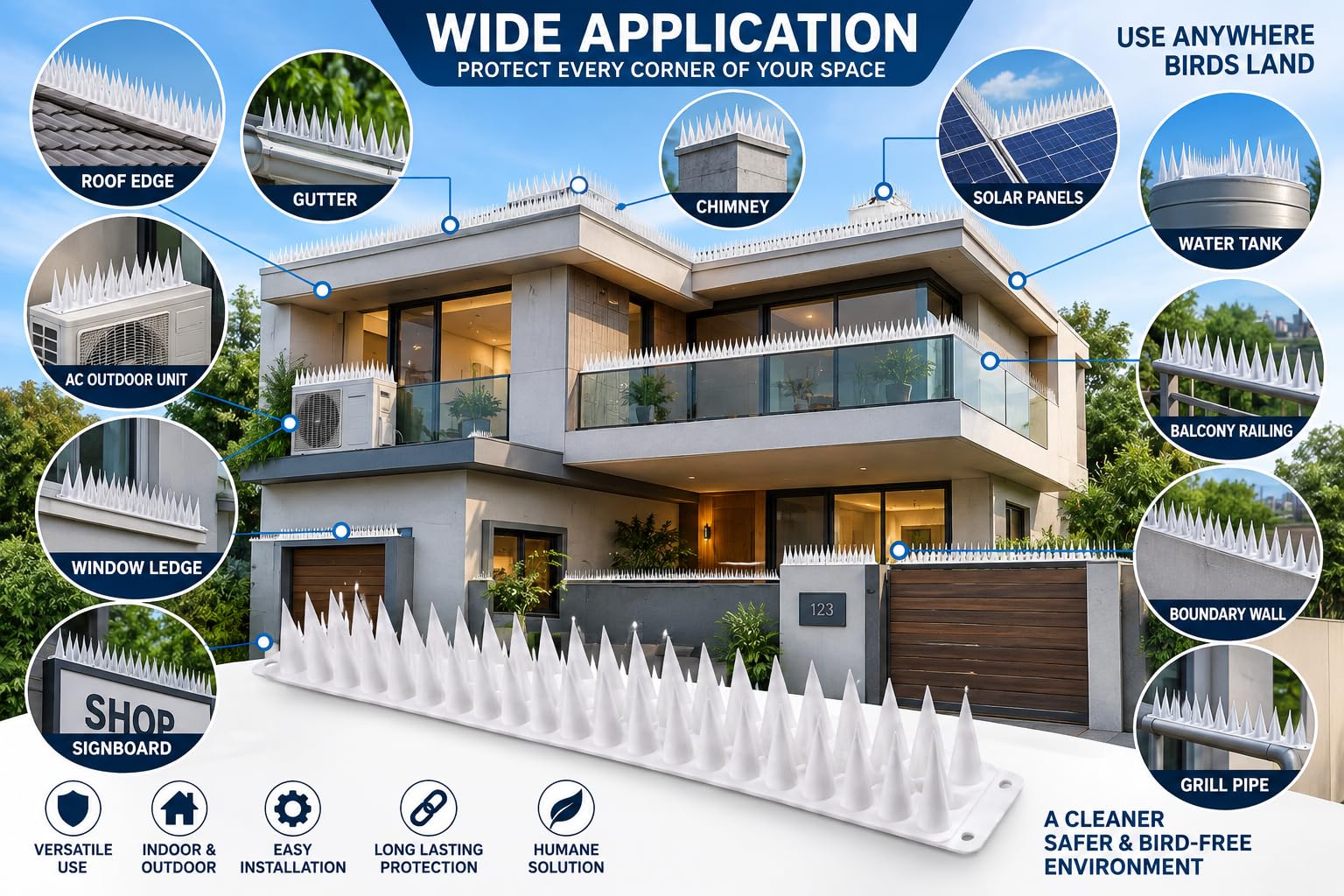 Bird Spikes - Pigeon Control for Balcony & Railing -7