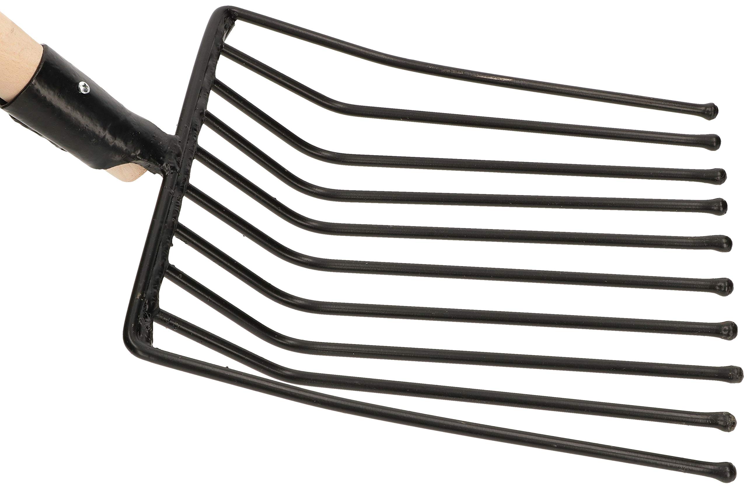 KOTARBAU® Horca de 10 púas 115 cm, Horca con púas terminadas en Bolas para no dañar los tubérculos, Horca para Patata, Remolacha y maíz, Horca de Acero Templado con Botones, Horca con Mango de Madera