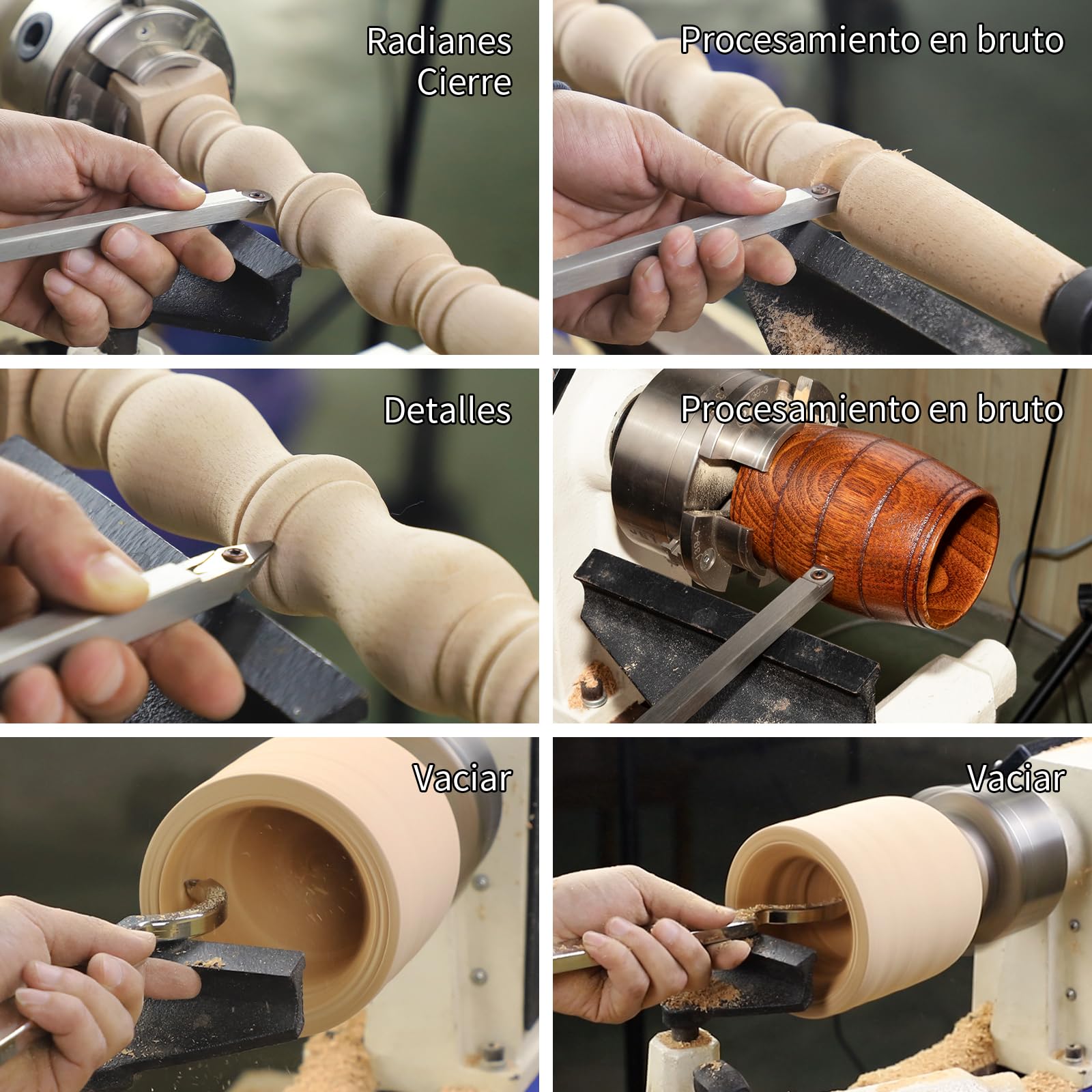 6 piezas Juego de Herramientas de Torneado de Madera para Torno de Carburo, Formones para Madera, Herramientas de Torno de Carburo, Herramientas de Torno para Aficionados a la Artesanía