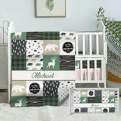 Juego de ropa de cama personalizado para cuna para bebé, juego de ropa de cama personalizado para cuna de bebé niño con nombre, ropa de cama de