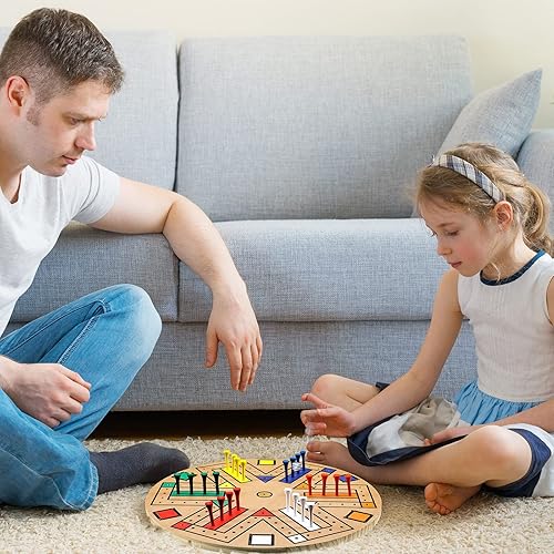 Miniatura 6 de Juego de mesa de madera de 3 a 6 jugadores juego de mesa de madera con 24 piezas de juego de mesa y 2 dados noche de juego de pista rápida para