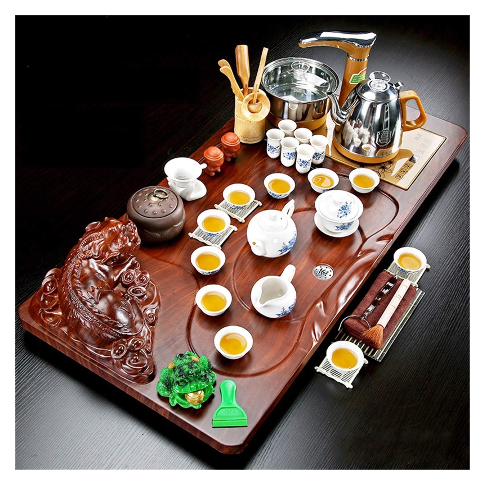 DFGHNBVC Kung Fu Tea Set, Tea Set Tray With 1 Teapot Set,10 Tea Cups, 1 Tea Tray, 1 Tea Pen, Beautiful Asian Tea Set For Adults, Tea Lover/Women/Men,E