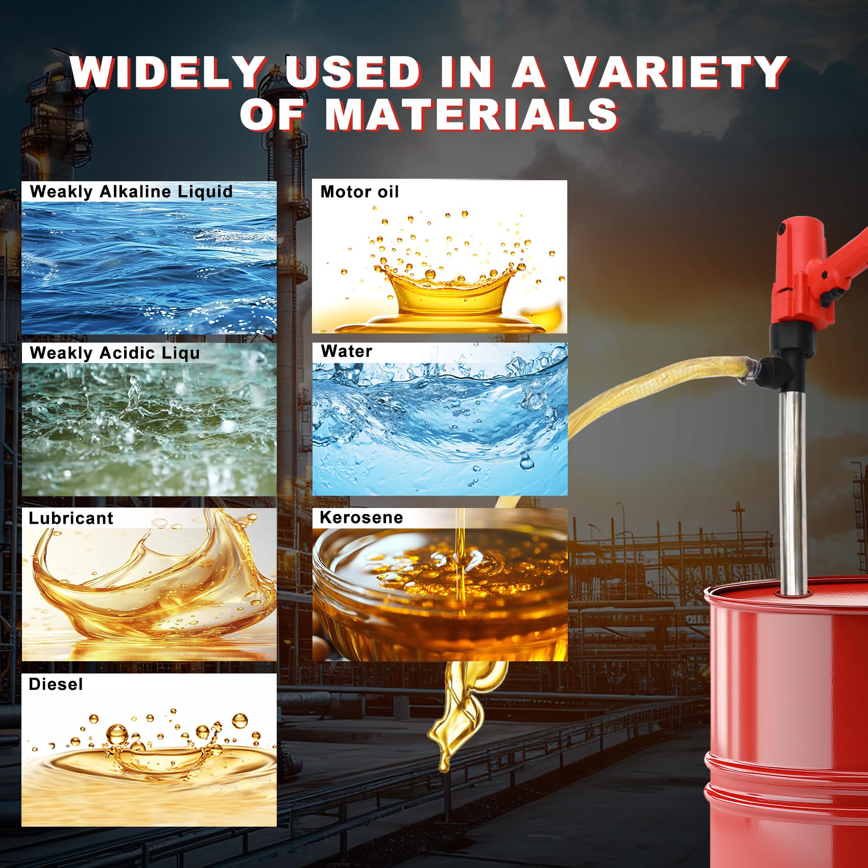 2480W Electric Fuel Transfer Barrel Pump, 110V 13000RPM, for 55 Gallon Electric Transfer Pumps with 36in Stainless Steel Tube and 6.6ft Steel Wire Hose, for Diesel,Lubricants,Slightly Viscous Liquids