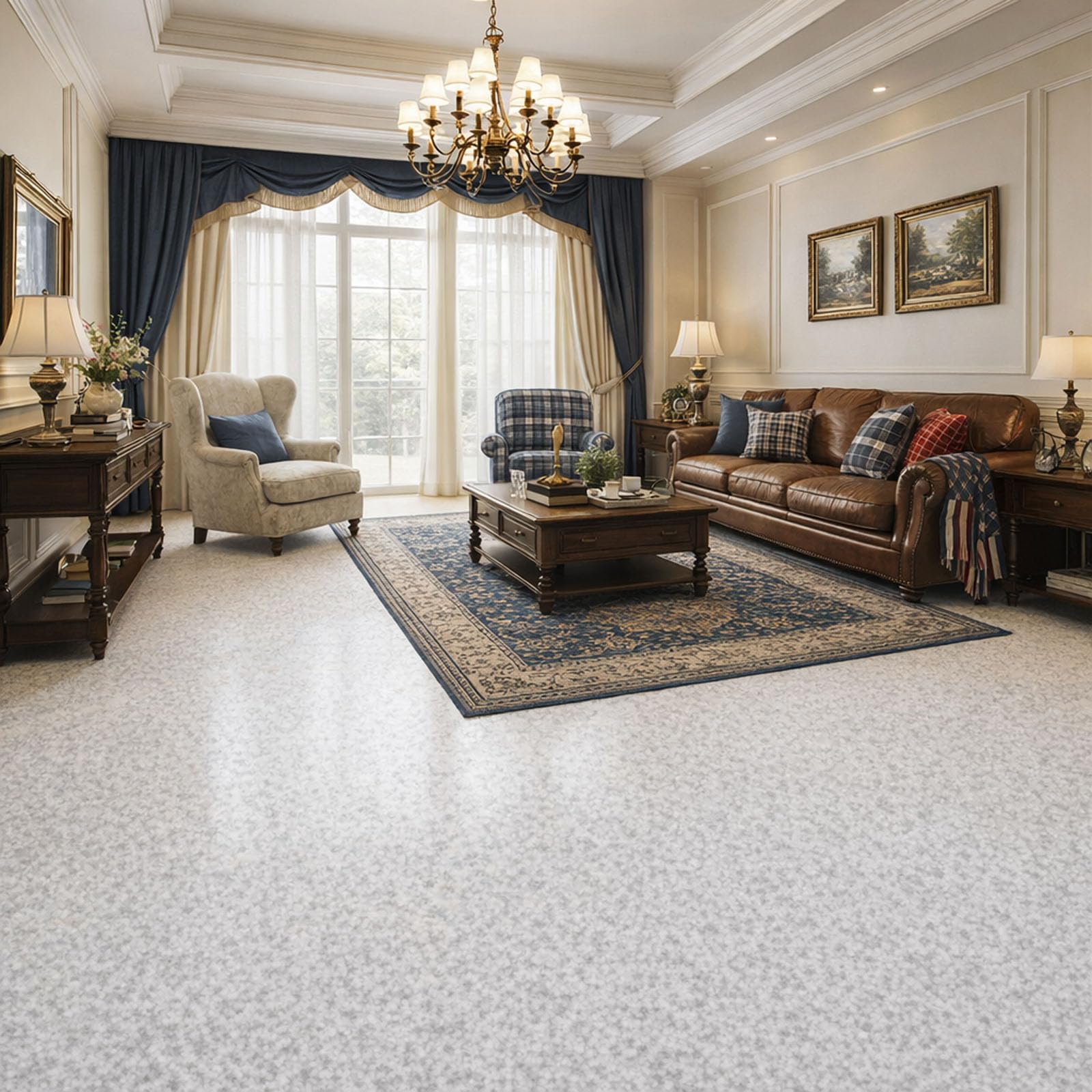 Epoxy Floor Paint,Epoxy Colored Sand Floor Paint 352Oz, High-gloss Marble Effect Coating, Garage Floors Painting, Covers Approximately 60 to 68 Sq Ft (white marble grey, 2kg) — view 7