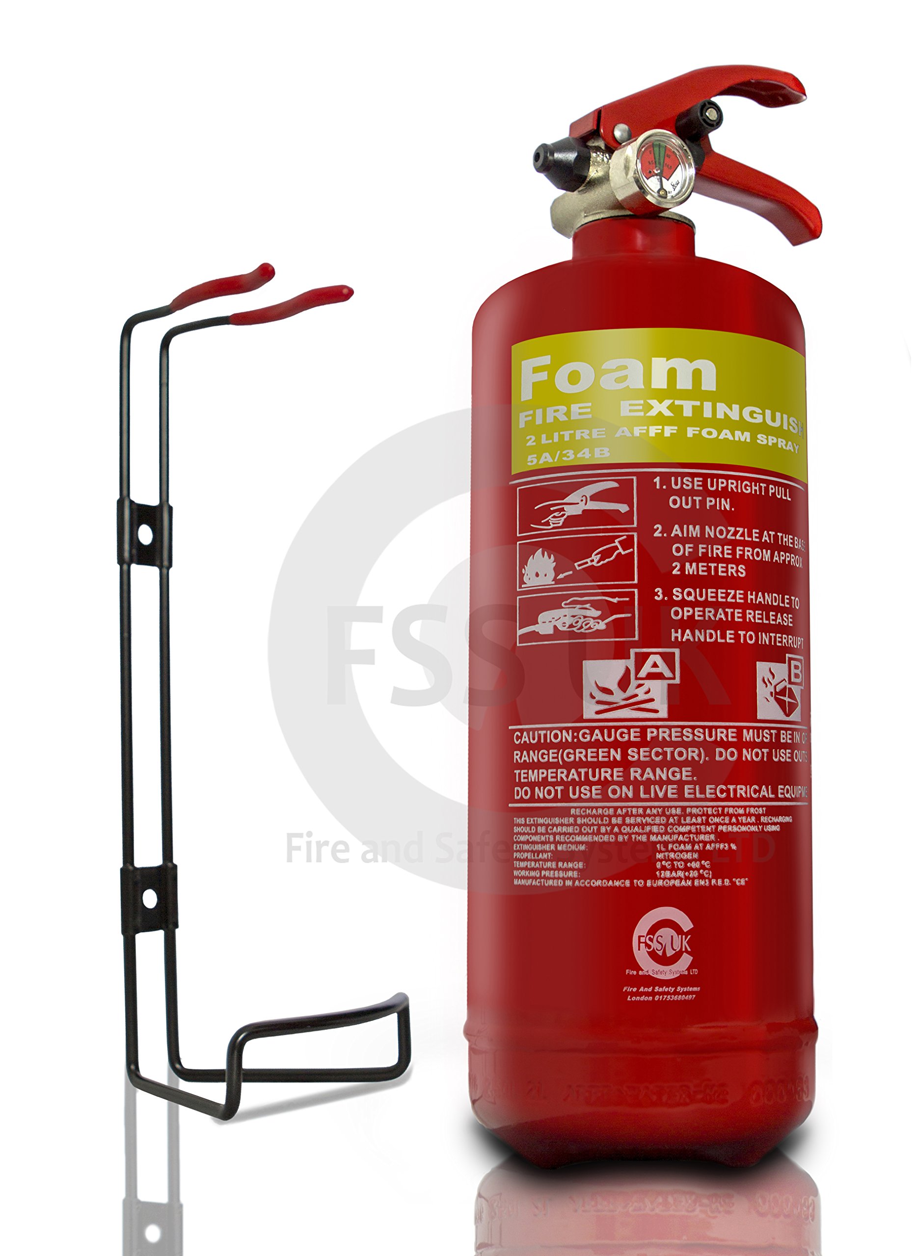 Fss Uk Premium 2 Litre Afff Foam Spray Fire Extinguisher. British Standard Kitemarked And Ce. Ideal For Boats Homes Kitchen Workplace Offices Warehouses Workshops Garages Hotels Restaurants