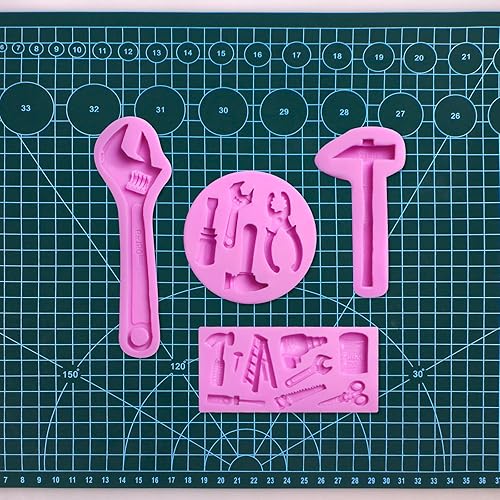 Miniatura 5 de Herramientas de construcción Moldes de silicona para dulces, herramientas de mano, martillo, llave de chocolate, moldes para hornear para decoración