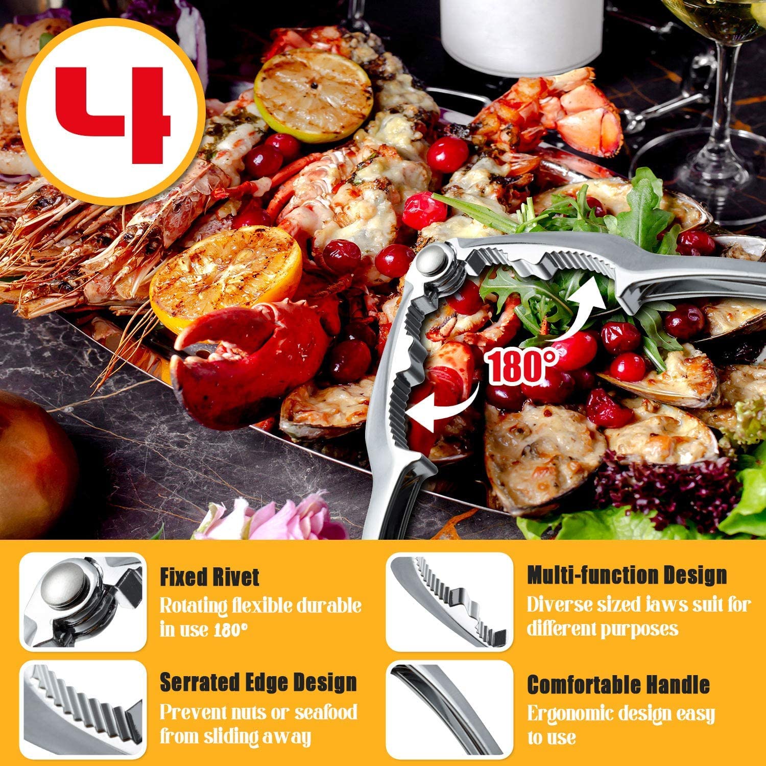 Lot de 12 casse-noix pour les pattes de crabe, les crustacés et les homards