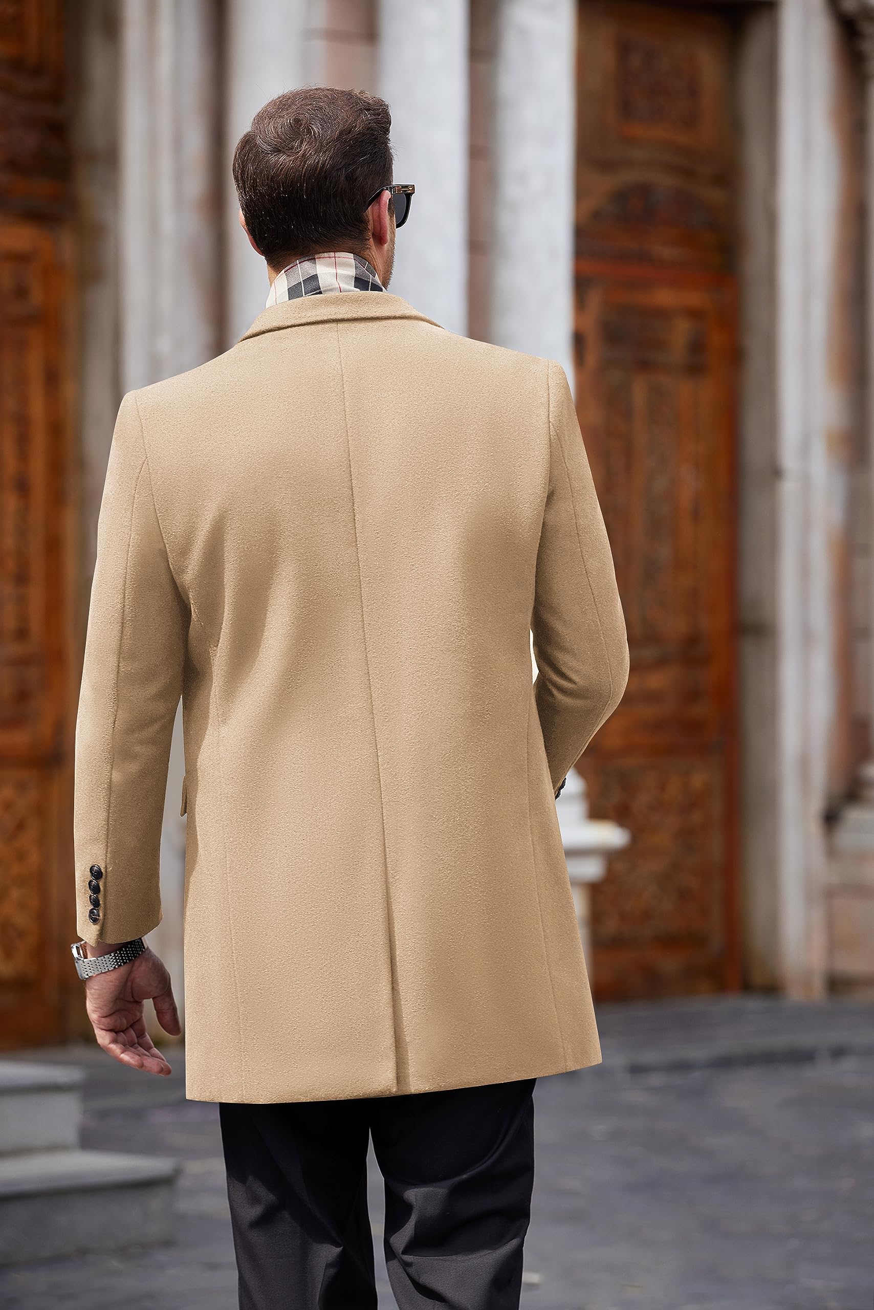 COOFANDY Herren Mantel Wintermantel Slim Fit Business Winterjacke Warmer Trenchcoat Jacken Herrenmantel mit Abnehmbaren Karierten Schals