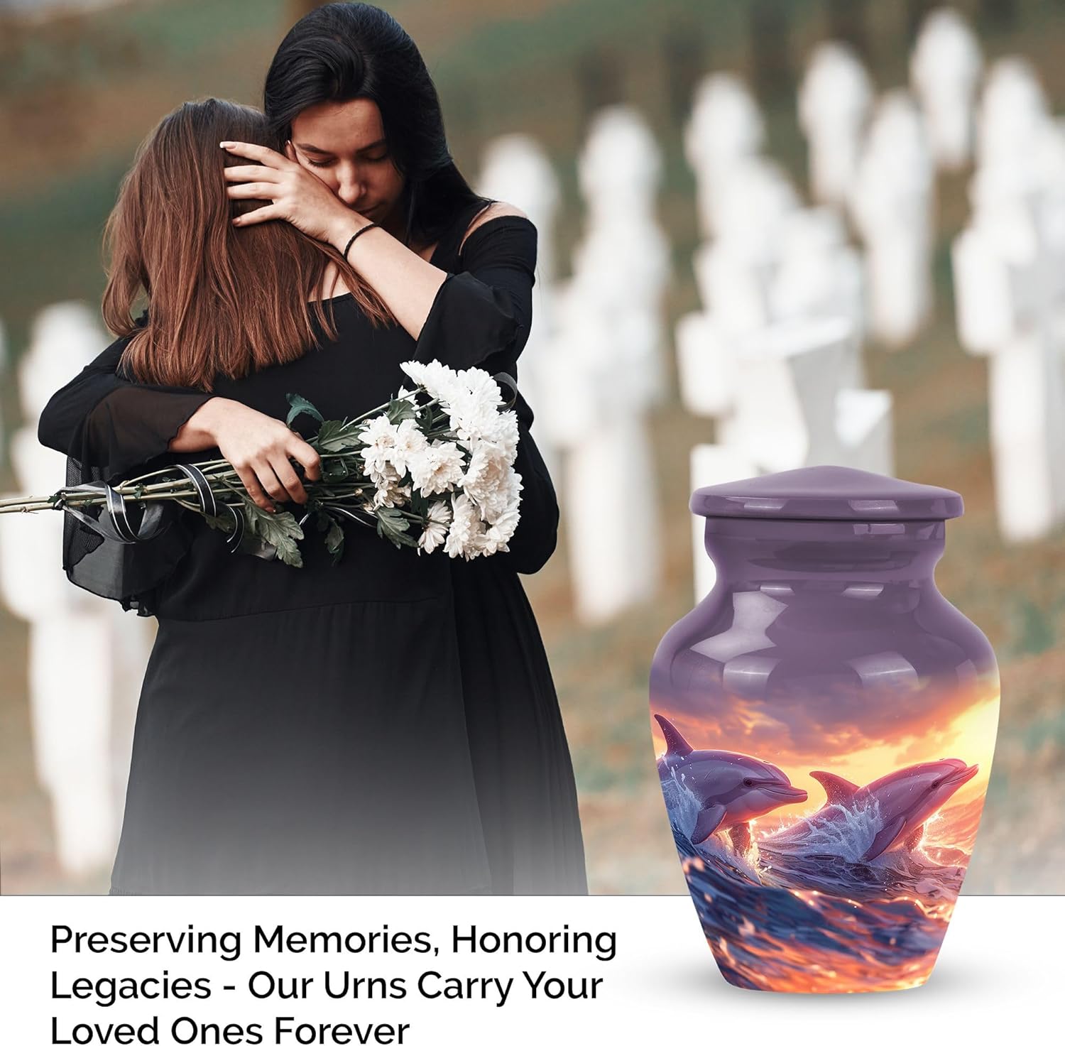 Dolphin Urn for Ashes for Women - Cremation Keepsakes for Ashes - Mini Urn Sets - Urns for Women Human Ashes - 3 Inch Urns for Human Ashes Keepsake - Funeral Ashes Urn (Size - 3inch,1pcs)
