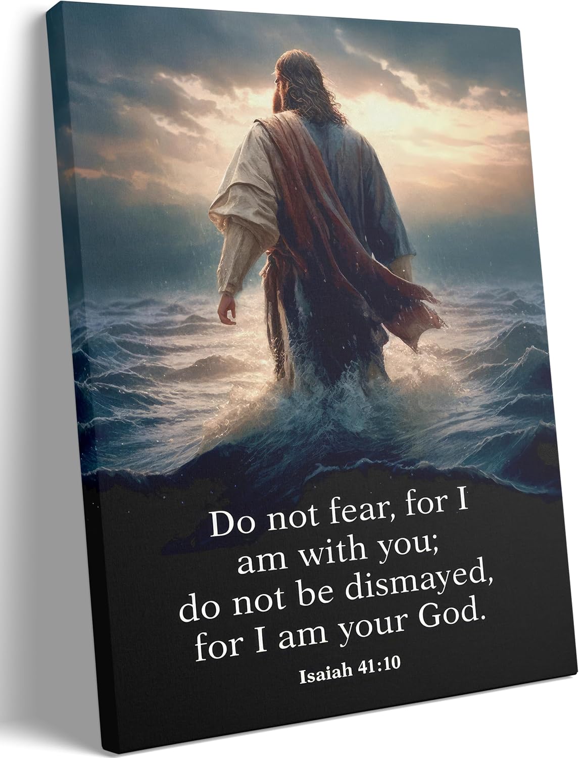 Jesus Walking on Water Canvas Wall Art Christian Inspirational Painting Picture Wall Decor Do Not Fear for I Am with You Bible Poster Print Artwork for Church Living Room Prayer Room Home Decoration