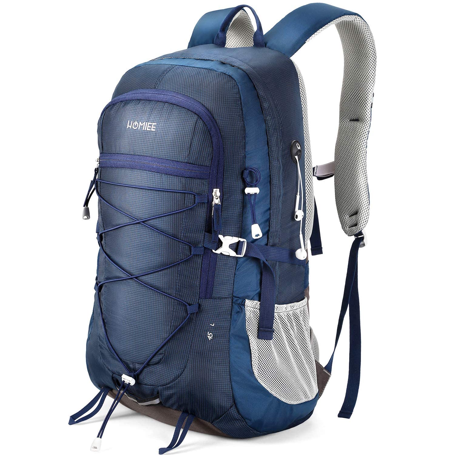 HOMIEE Wanderrucksack Herren Damen 45L Wasserdichter Rucksack Leichter Trekkingrucksack Groß Reiserucksack Sportrucksack mit Reflexstreifen für Campingplätze Radfahren Bergsteigen Reisen
