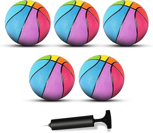 Miniatura 2 de Bottles N Bags Mini baloncesto (paquete de 5) baloncesto pequeño para niños, baloncesto de 7 pulgadas, pelotas de juego para interiores y