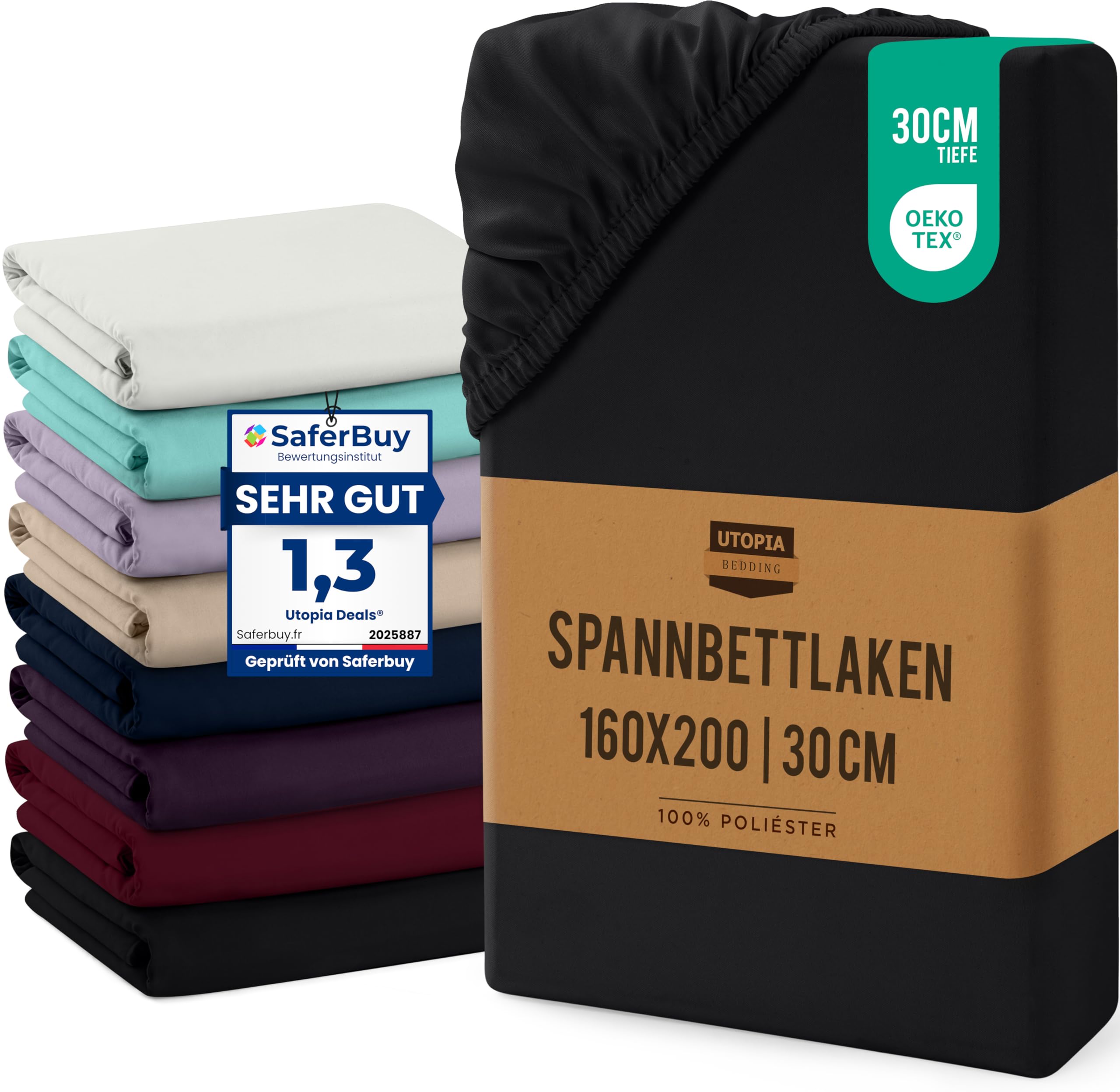 Utopia Bedding Spannbettlaken - Gebürstete Mikrofaser Spannbetttuch - 30 cm Tiefe Tasche