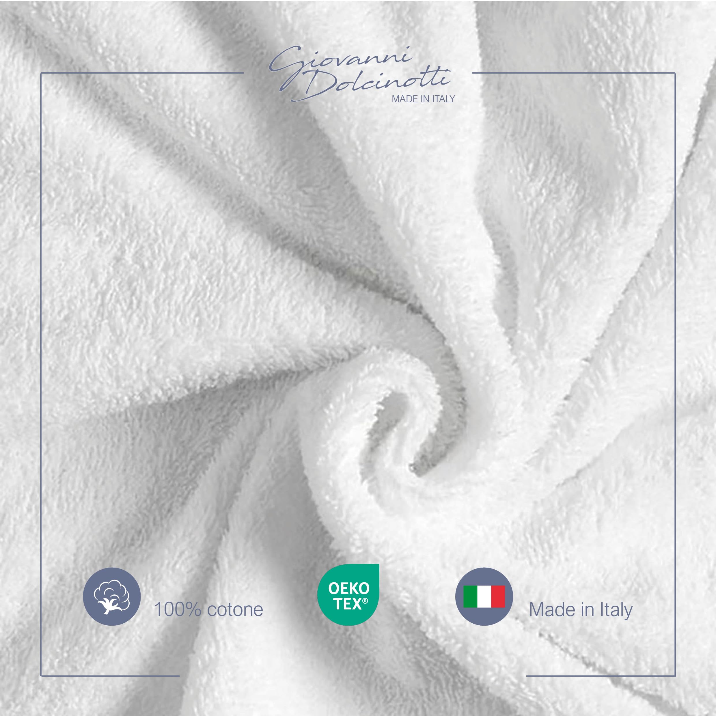 Giovanni Dolcinotti | Juego de 12 Toallas de Cara 100% algodón – 30 x 30 cm – Extra absorbentes y de Secado rápido – para baño, SPA y Gimnasio – Color Blanco – Modelo Orlando