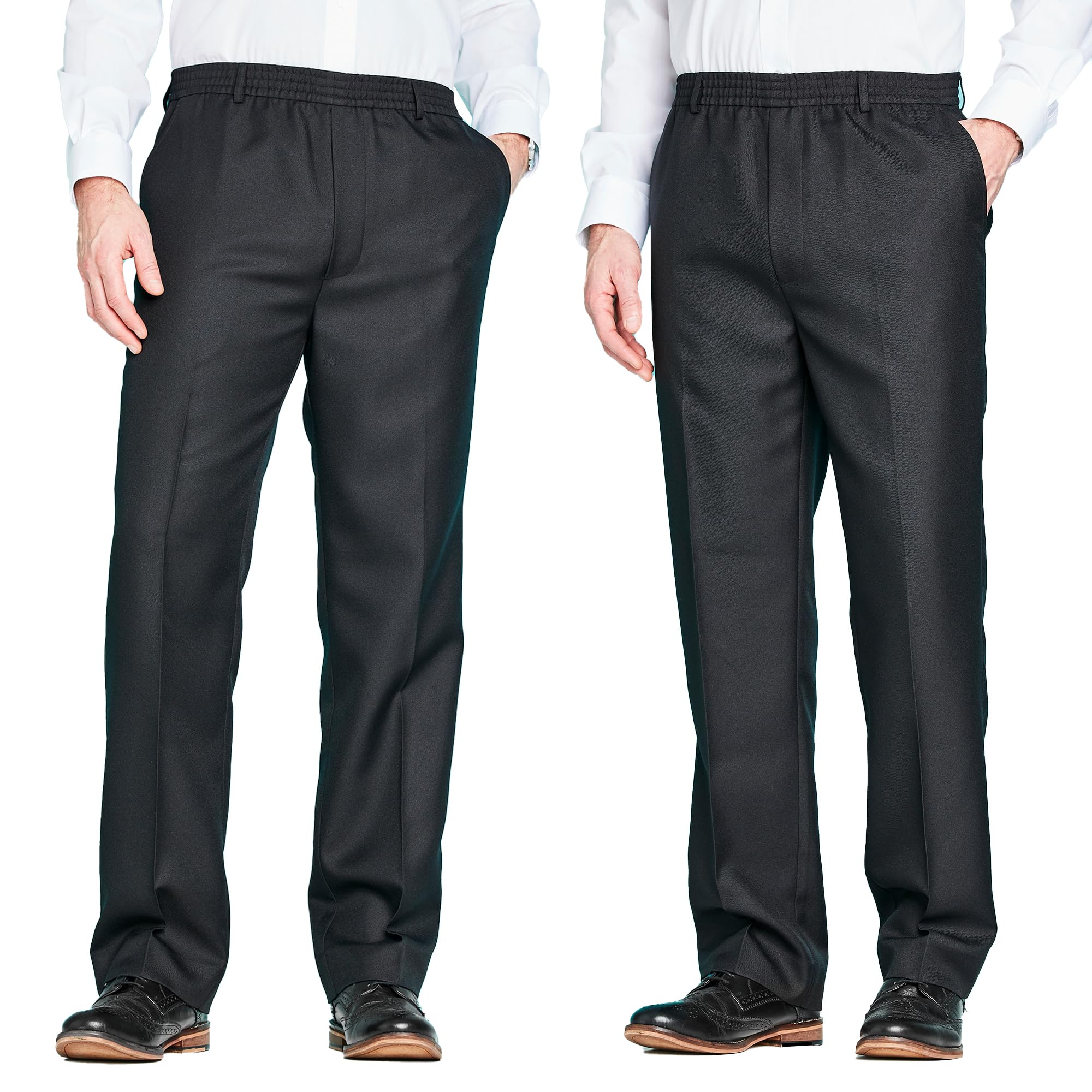 Chums Men's Black Pack Of 2 Elasticated Waist Pull-On Trousers With Drawcord 46W / 29L