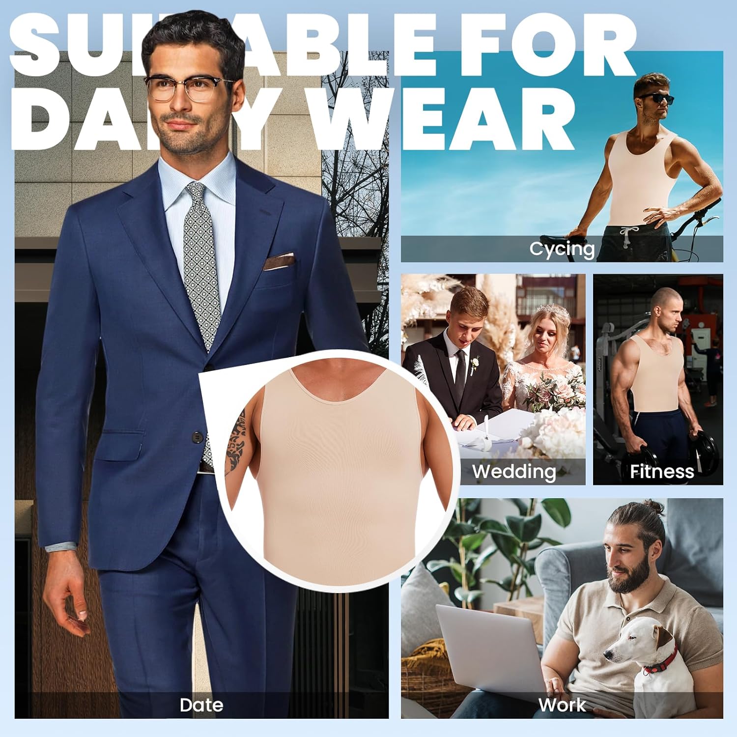 Mens Full Body Shaper Slimming Compression Bodysuit Shapewear Thigh Slimmer Tummy Control Fajas Para Hombres - Image 5