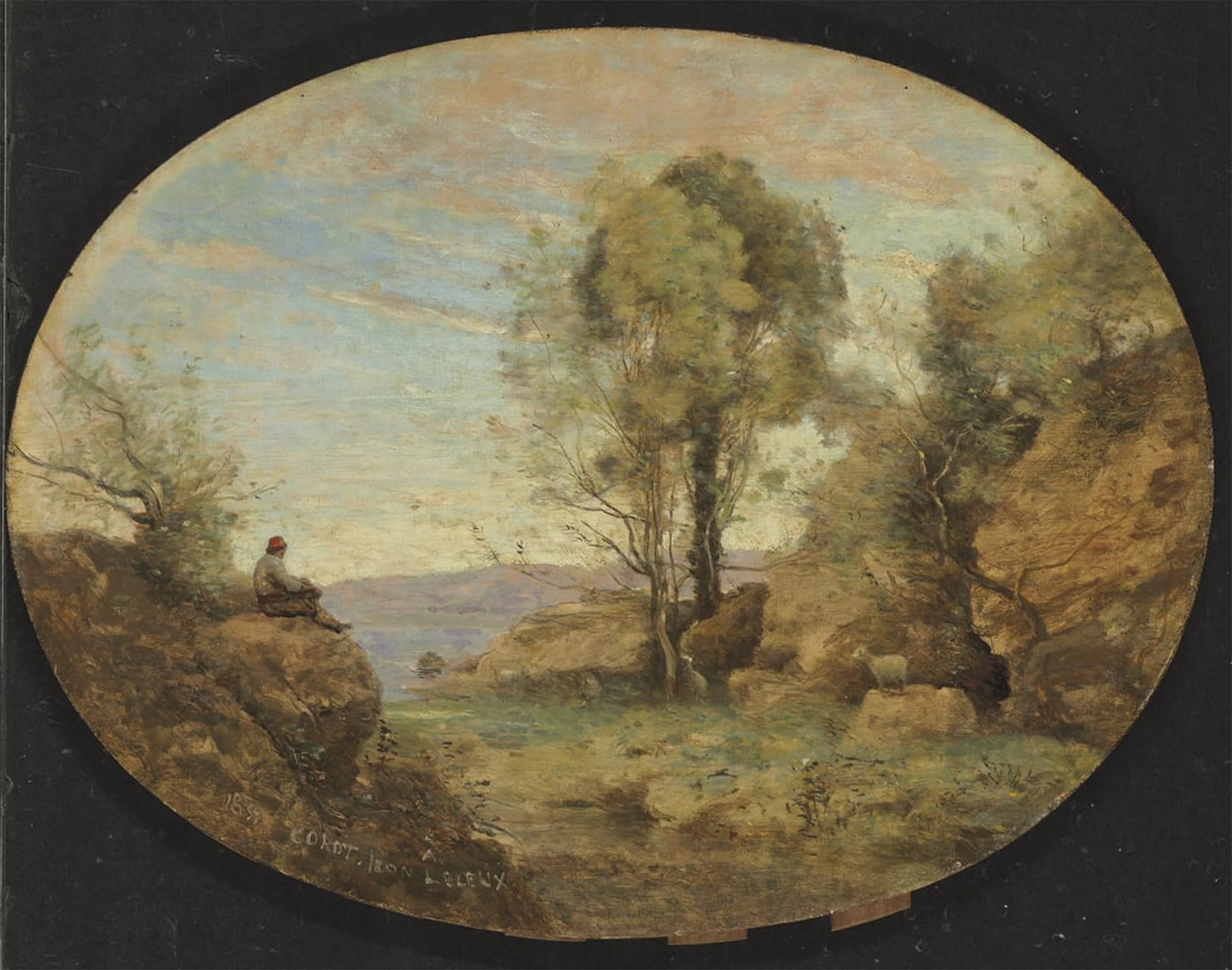SERENDIPITP Vintage Wall Art Canvas Nordic Poster Canvas Print Picture Shepherd Overlooking a Gorge by Jean Baptiste Camille Corot Wall Art Poster for Home Decor 60x90cm