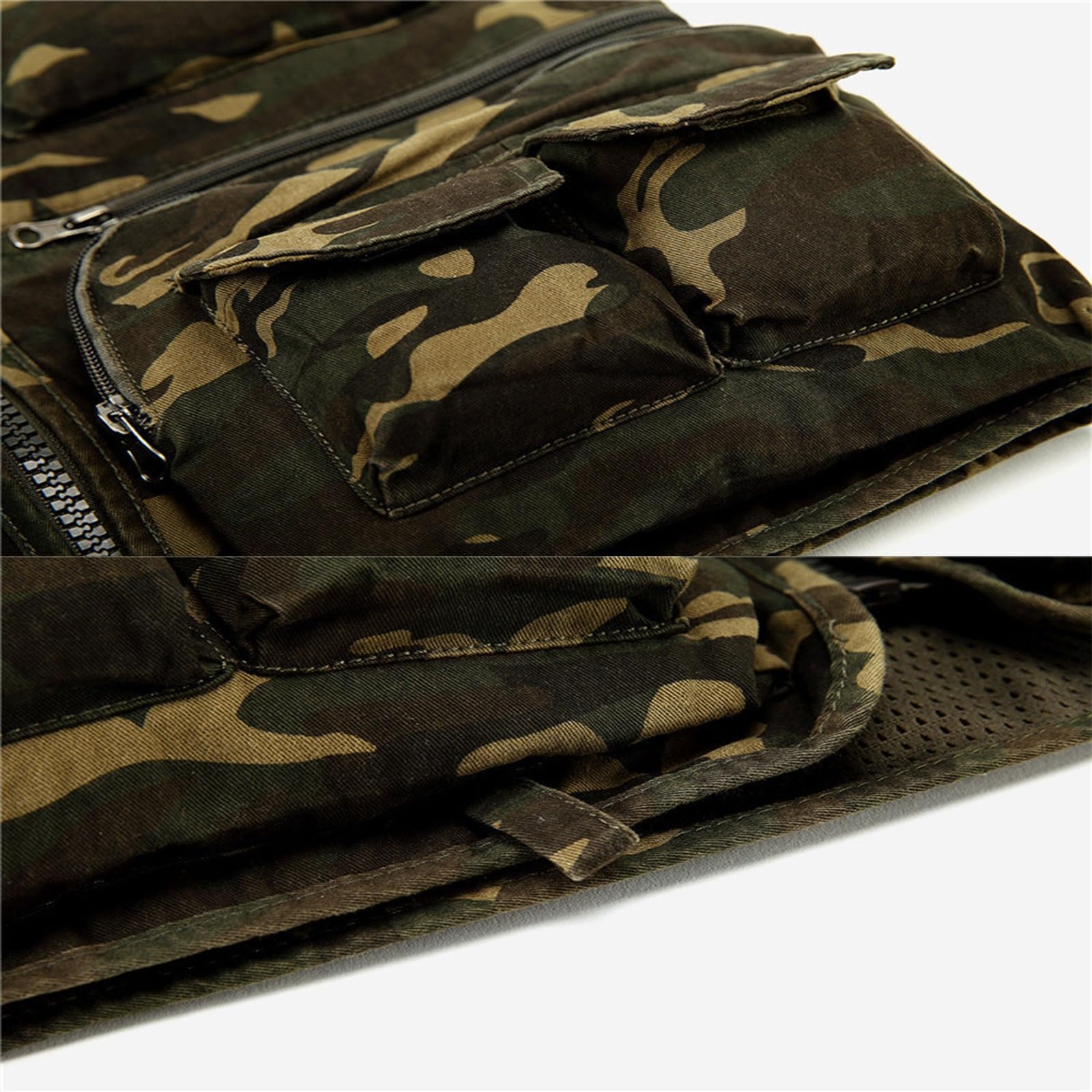 Wygwlg Gilet Mimetico Da Uomo, Gilet Fotografico Da Viaggio Per Pesca Da Lavoro All'aperto Da Uomo Con Tasche Multiple