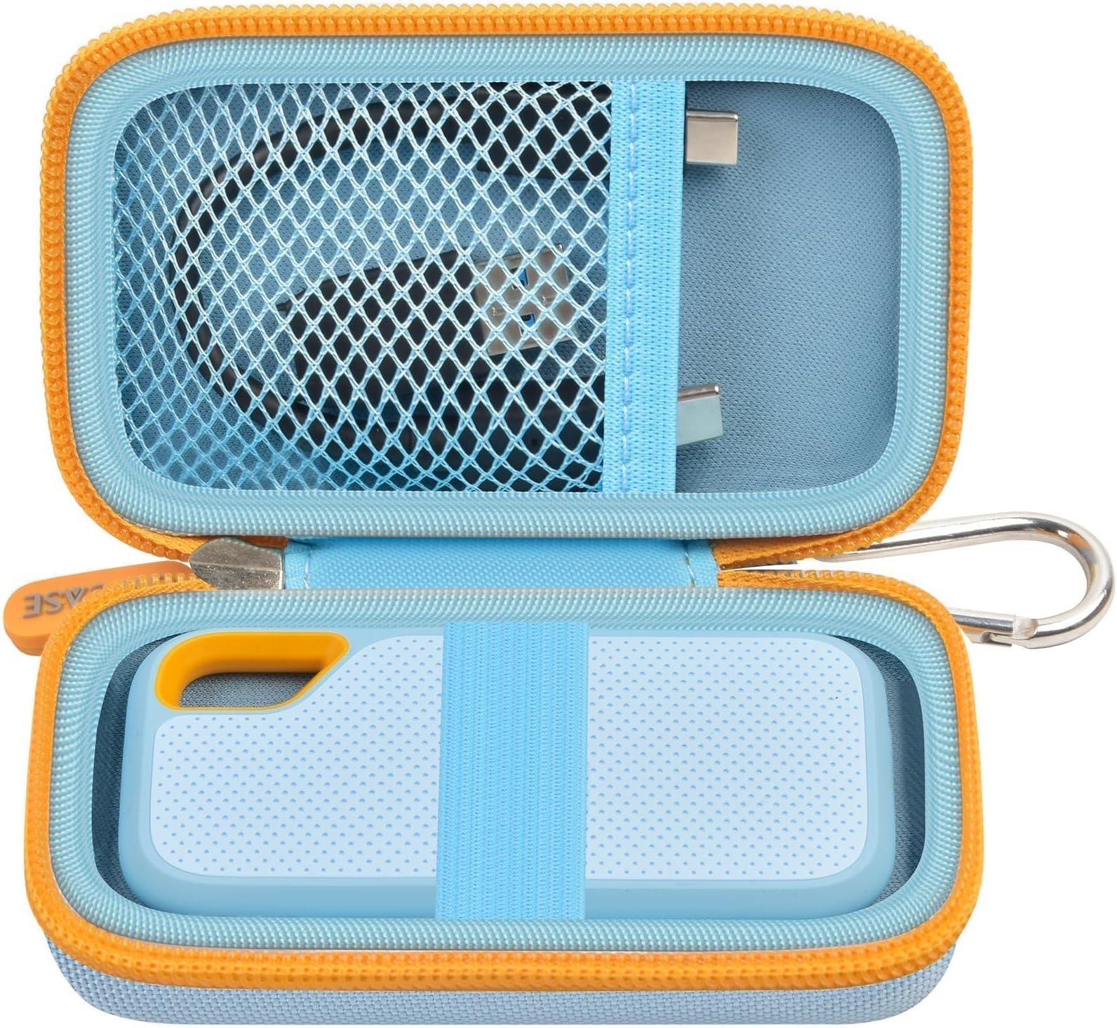 GWCASE Hard Case for SanDisk Extreme Portable SSD 1TB 2TB 4TB 8TB 500GB, External for Solid State Drive Travel Carrying Holder with Mesh Pocket for USB Cables & SD Cards (Bag Only)-Sky Blue
