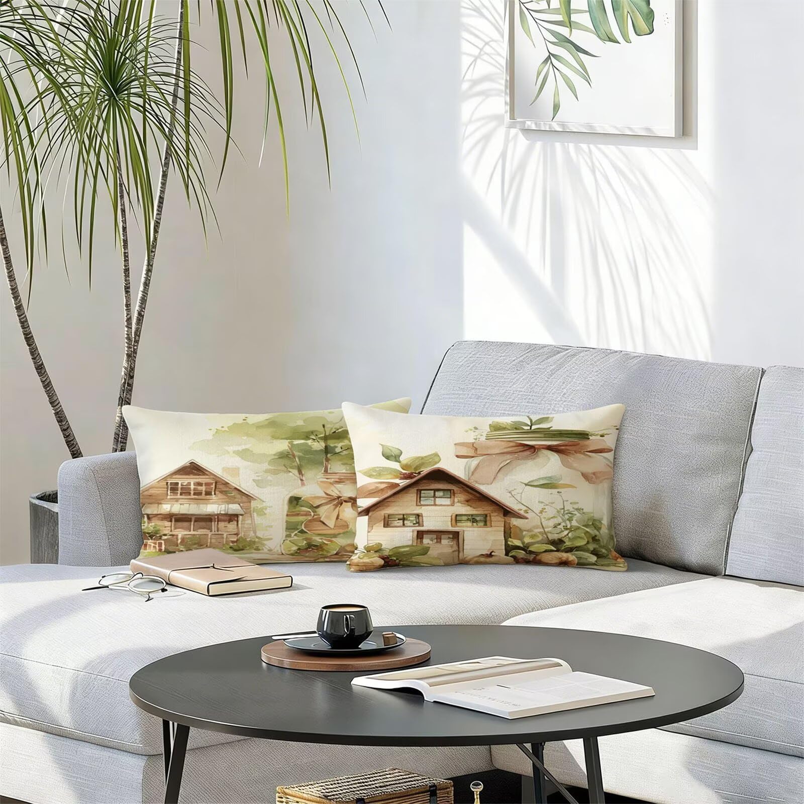 Générique Housse Coussin Exterieur Impermeable 30x50cm Vert Décoratif Taie d'oreiller Decoration Botanique Housse de Coussin Exterieur Impermeable pour Salon de Jardin Lot 2. T-4045
