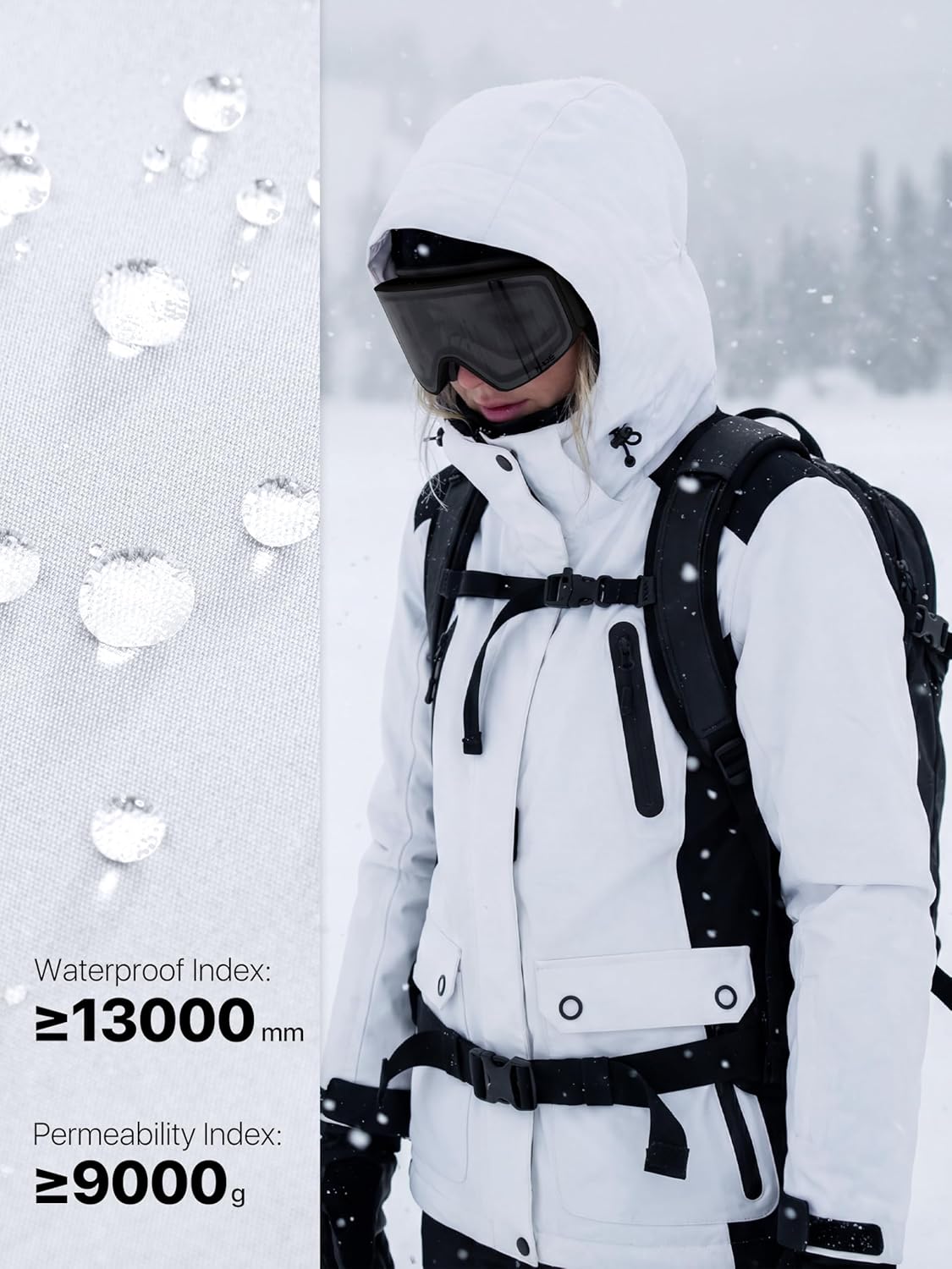 FREE SOLDIER Women's Waterproof Ski Jacket Fleece Lined Winter Coat Windproof Hooded Jacket Fully Taped Seams - Image 5