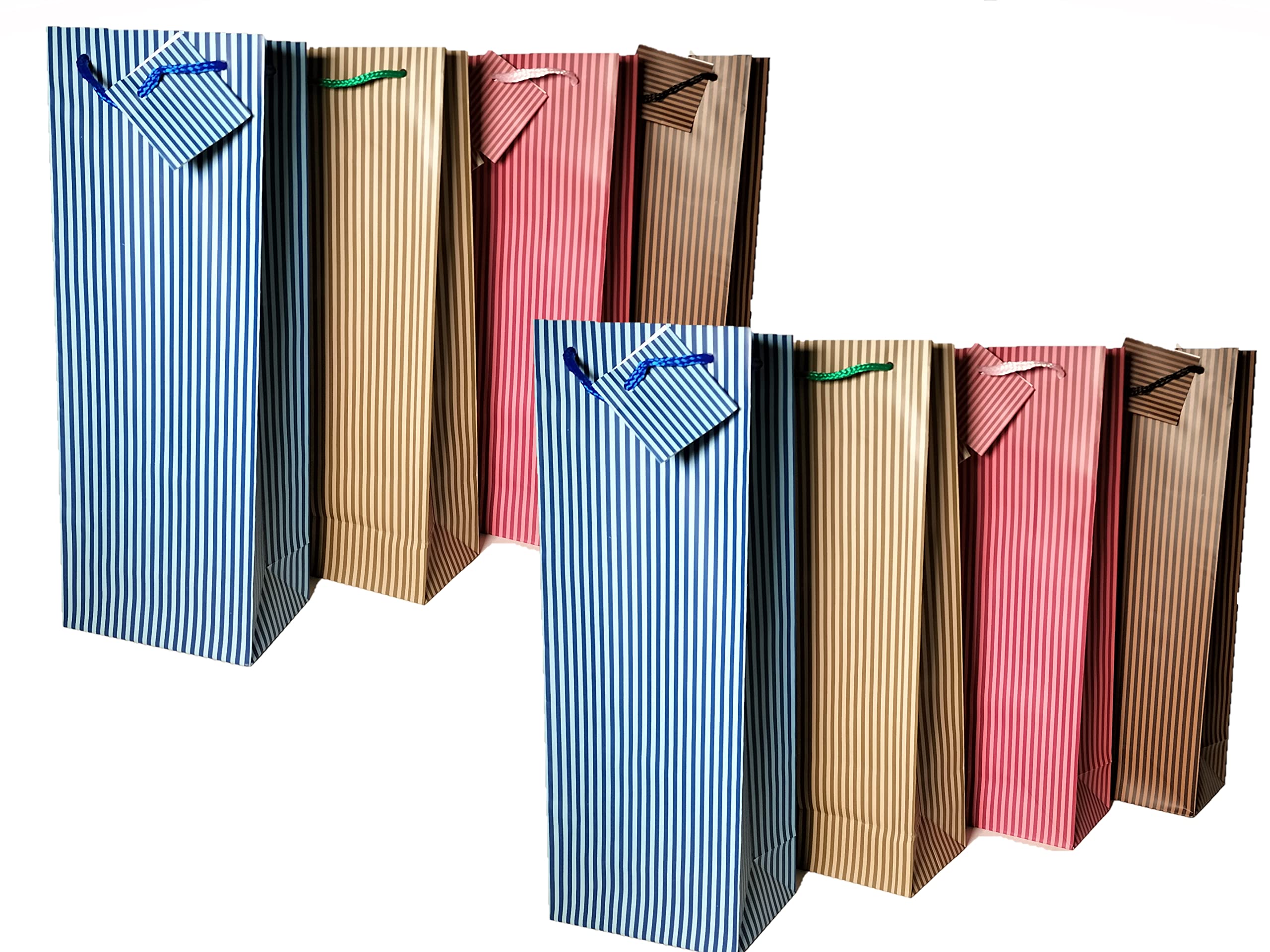 Geschenktüten -K&B Vertrieb- Geschenktaschen Flasche 13,0 x 36,0 x 8,5cm GESTREIFT Flaschen Flaschentüte Geschenktüte Weintüte Sekttüte Geschenkbeutel 675-48 Stück