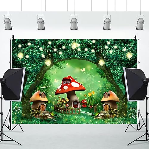 Miniatura 4 de Renaiss Fondo de 7 x 5 pies, bosque encantado, cuento de hadas, selva, mariposa, país de las maravillas, bosque, fantasía, fondo de fotografía para