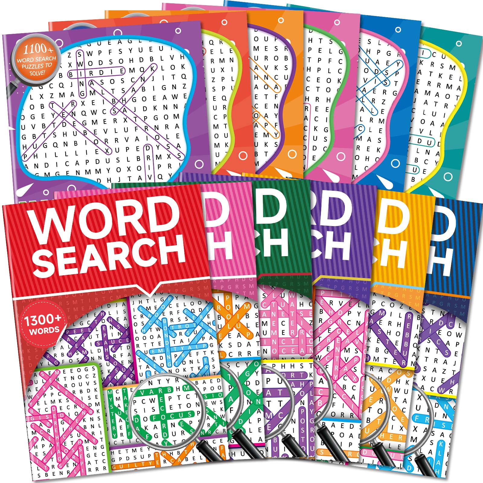 Kalysky 12 Pack Large Print Word Search Books for Adults Seniors Teens | 15000개 이상의 단어, 대량 단어 퍼즐 책 세트, 여행 로드 트립 선물, 두뇌 게임 활동