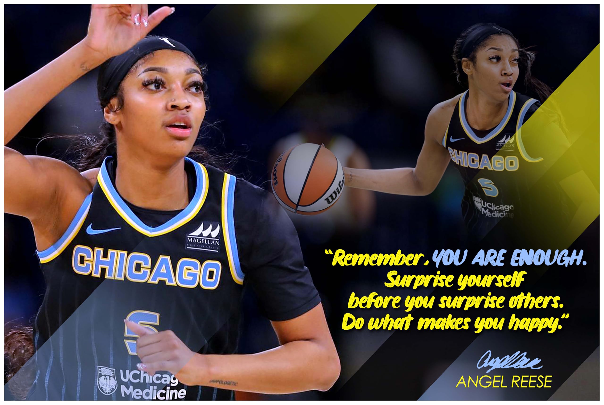Vincit Veritas Angel Reese Motivational Poster Quote Inspirational Quotes Classroom Posters Books Documentary Basketball Pro Legend Merch WNBA Chicago Sky's Jersey Apparel Star Athlete Autograph P151