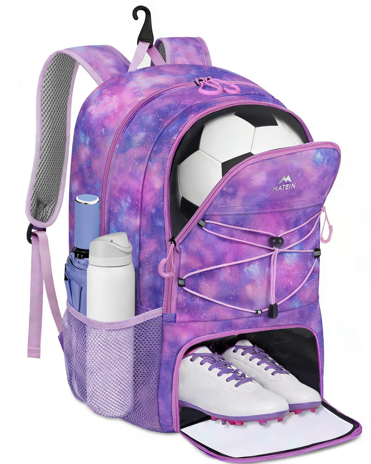 MATEIN Girls Soccer Backpack with ball holder and fence hook