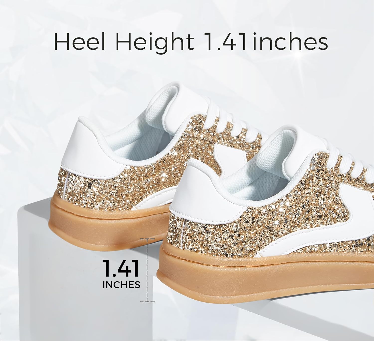 LUCKY STEP Women's Glitter Sneakers Fashion Retro Casual Sparkly Bling Shiny Dressy Bedazzled Bridal Wedding Anti Slip Walking Shoes - Image 6