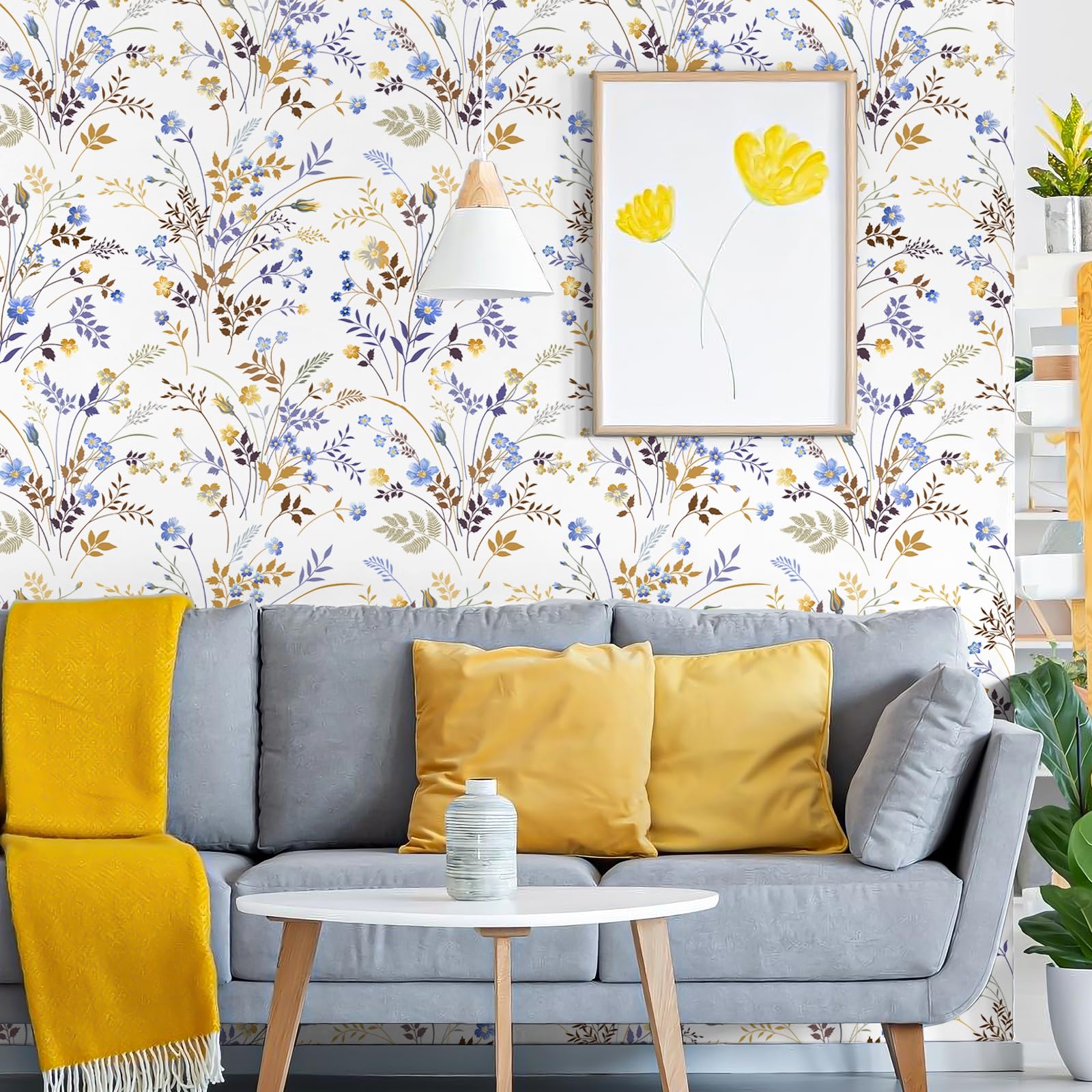 Papier Peint Bleu VEELIKE Papier Peint Fleur Bleu Vintage Papier Peint  Panoramique Feuilles Oiseaux Papier Adhésif Papier Peint Vert, image size:1600x1600