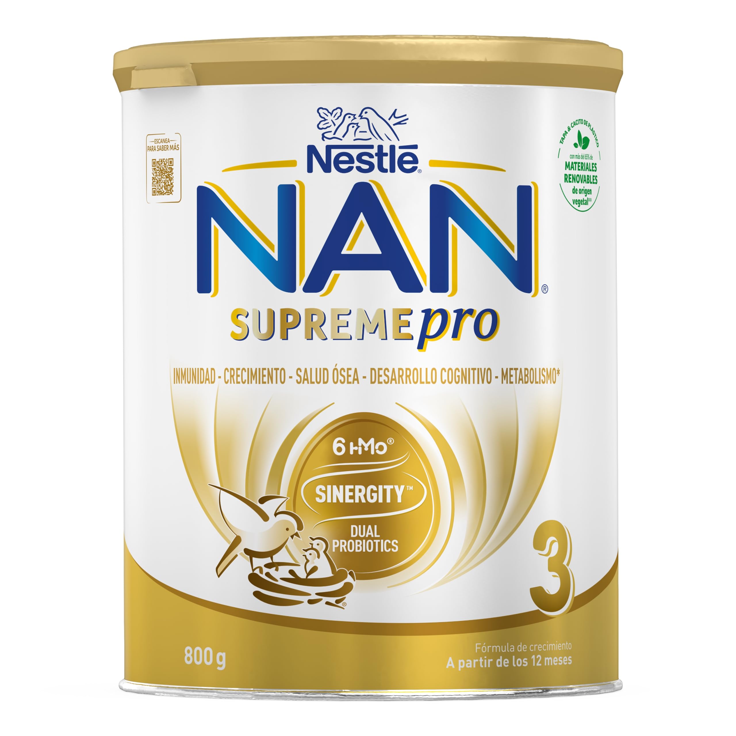 Nestlé NAN SUPREMEPRO 3 Leche de crecimiento en polvo, 3 x 800g