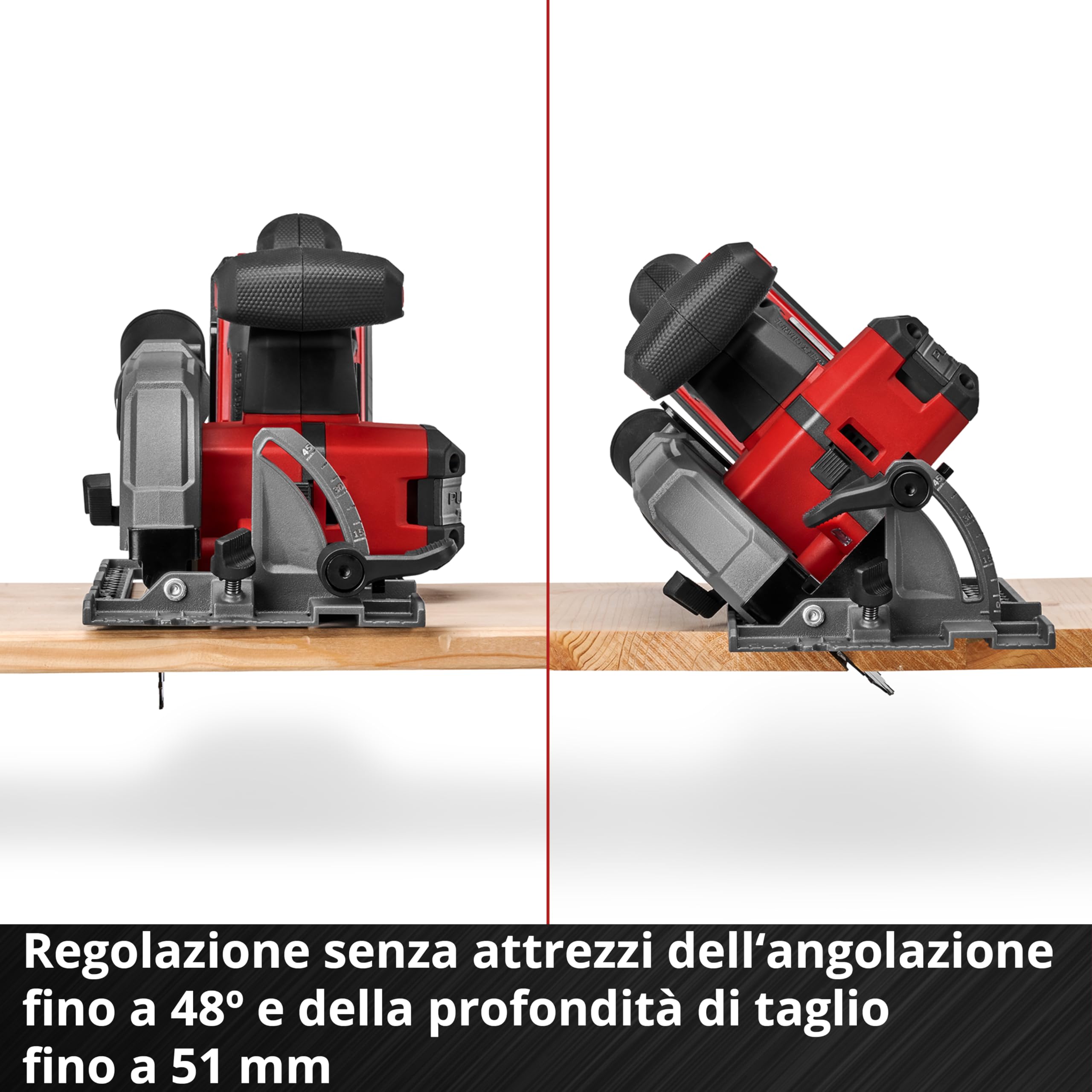 La sega circolare manuale Einhell Professional TP-CS 18/136-C Li BL - Solo Power X-Change (18 V, lama Ø 136 mm, Brushless, profondità di taglio 51 mm, installazione senza attrezzi, batteria esclusa)