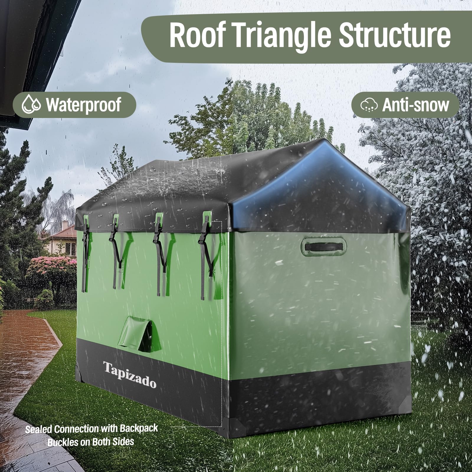 1170L Extra große Deckboxen, 310 Gallonen wasserdichtes Outdoor-Aufbewahrungsfach für Terrassenmöbel-Kissen, Poolzubehör, Gartenwerkzeuge und Weihnachtsbaum, Schwarz & Grün