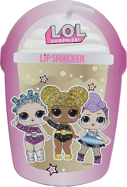 LOL Vanilla Frappe Cup 4PC Lip Balm Tin, assorted flavour Lip Balm Set for Kids, Trendy and Sparkling Tin Box with Lip balms for Girls, Gift for Girls