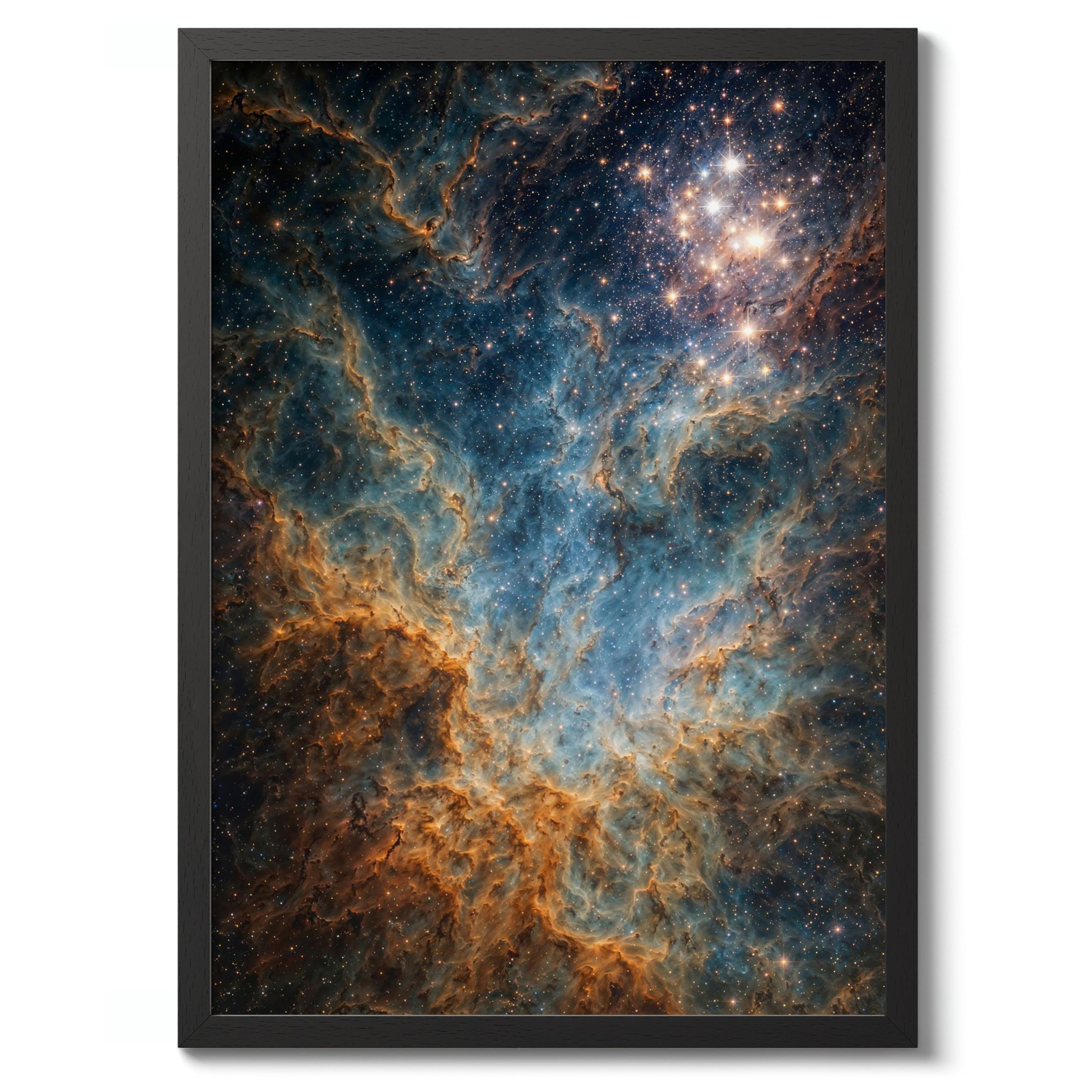 The Carina Nebula - Hubble Space Poster, Graphic Planets, Stars & Galaxies Art Prints, Sci-fi Bedroom Home Decor, A5 (Black Frame) - 24.1x17.9cm โ image 1