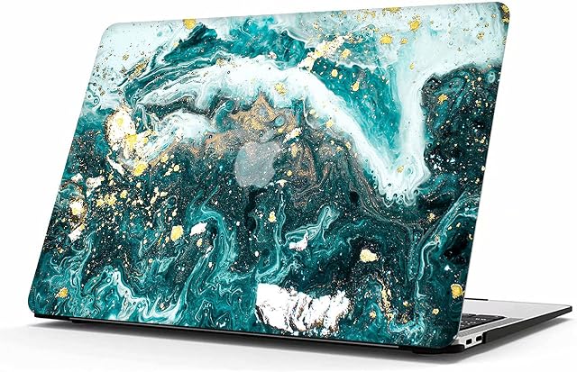 MOKASE Case Compatible with MacBook Air 13 Inch 2018-2021 A2337 M1 A1932 A2179 with Touch ID, Hard Plastic Rubberized Case for New Air 13.3" with Touch ID, Green Marble