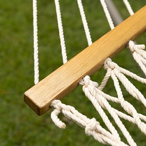 Miniatura 6 de Castaway Living - Hamaca doble tradicional tejida a mano con cuerdas de algodón, de 13 pies con cadenas de extensión, y ganchos para árboles gratis,